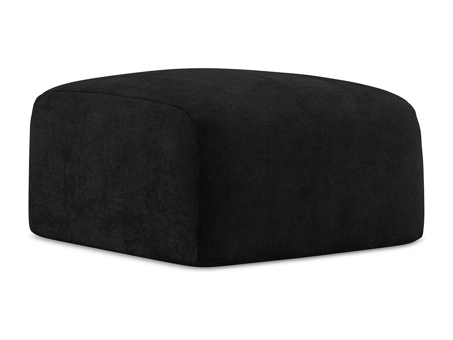 Pouf en tissu chenille - noir - LEILA