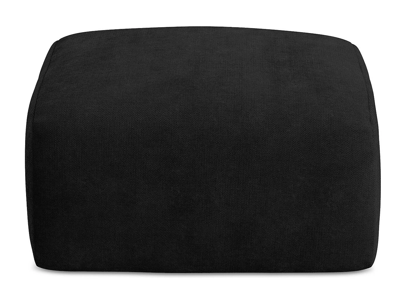 Pouf en tissu chenille - noir - LEILA