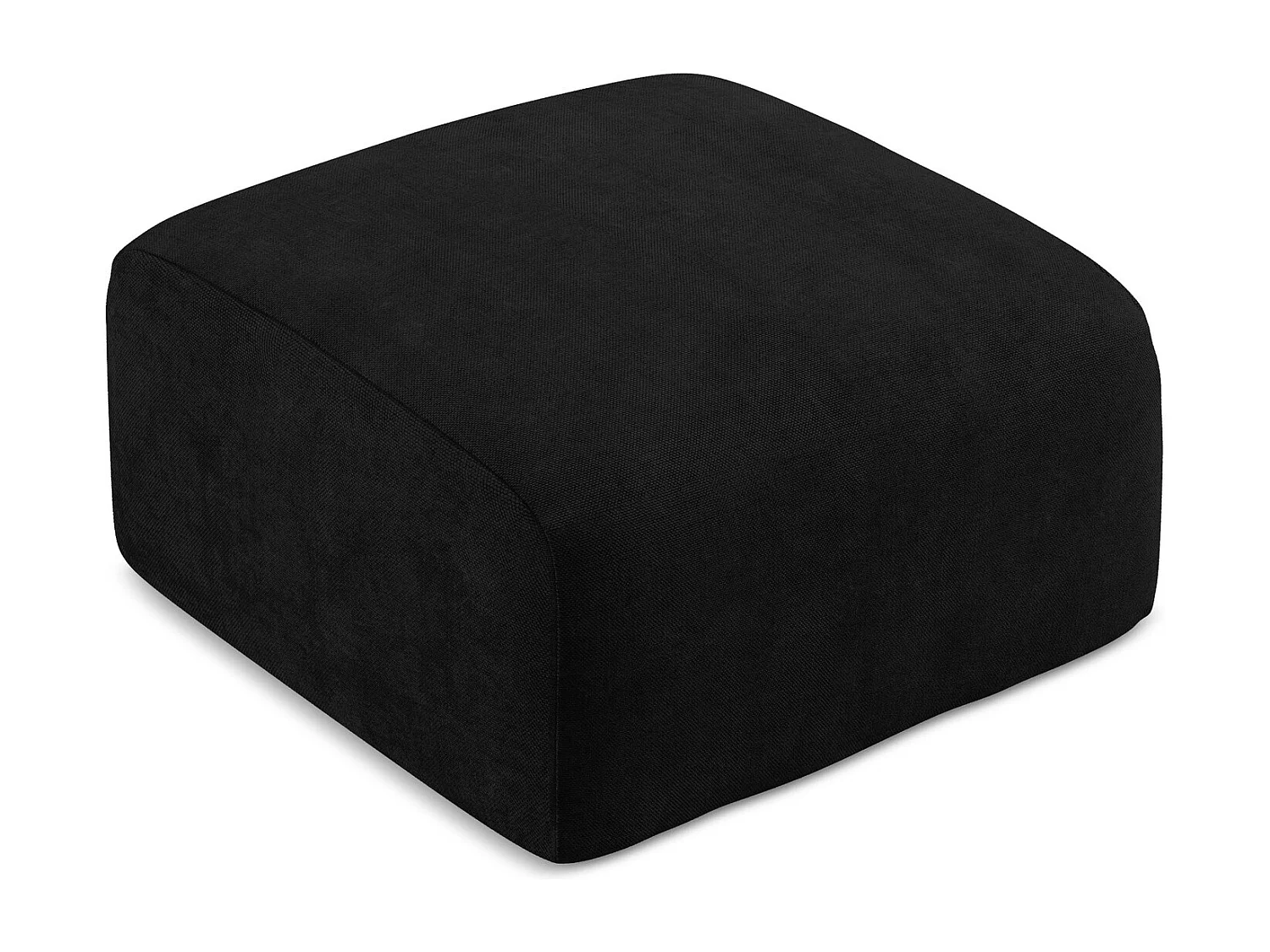 Pouf en tissu chenille - noir - LEILA