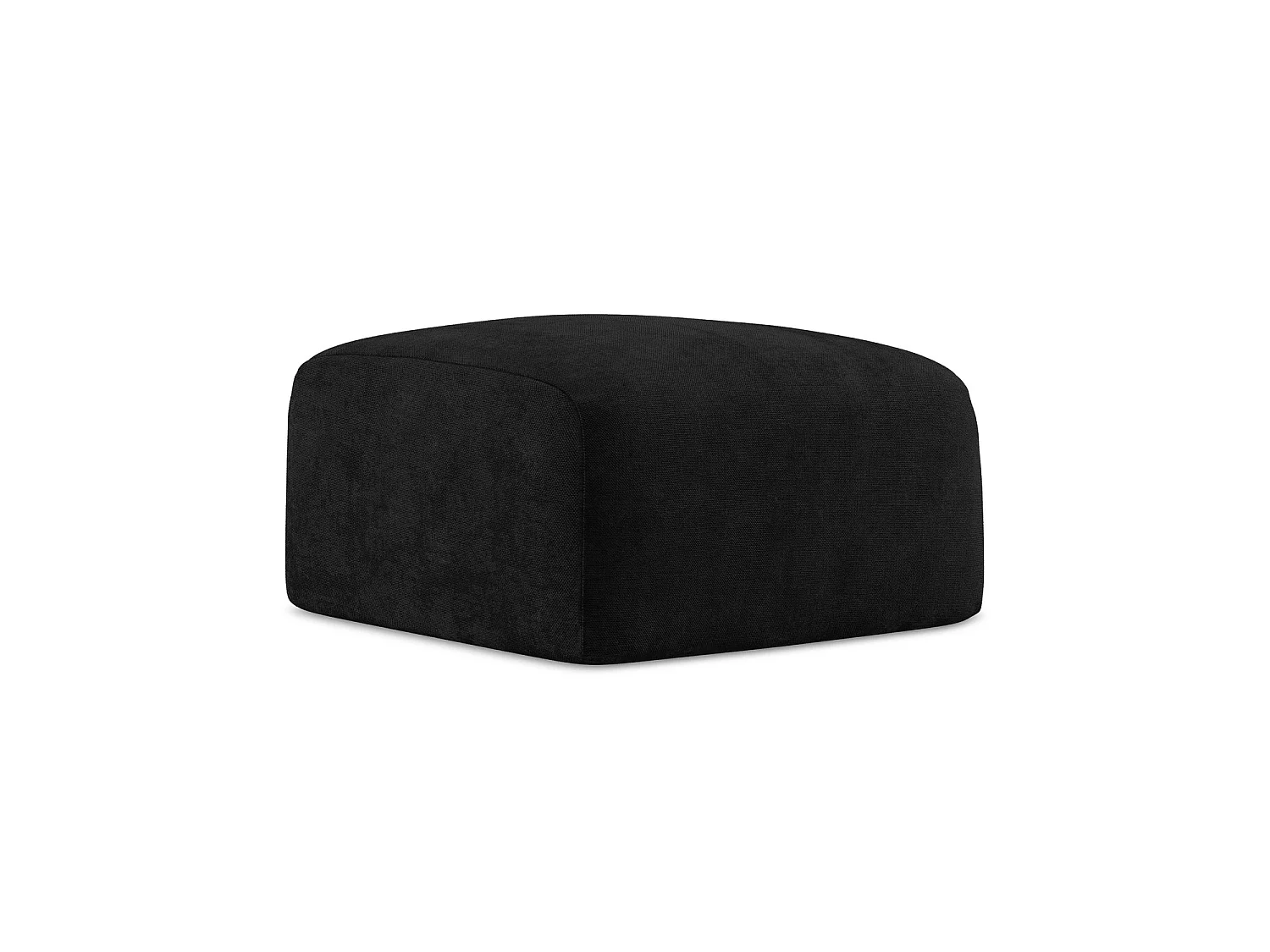 Pouf en tissu chenille - noir - SAVONA