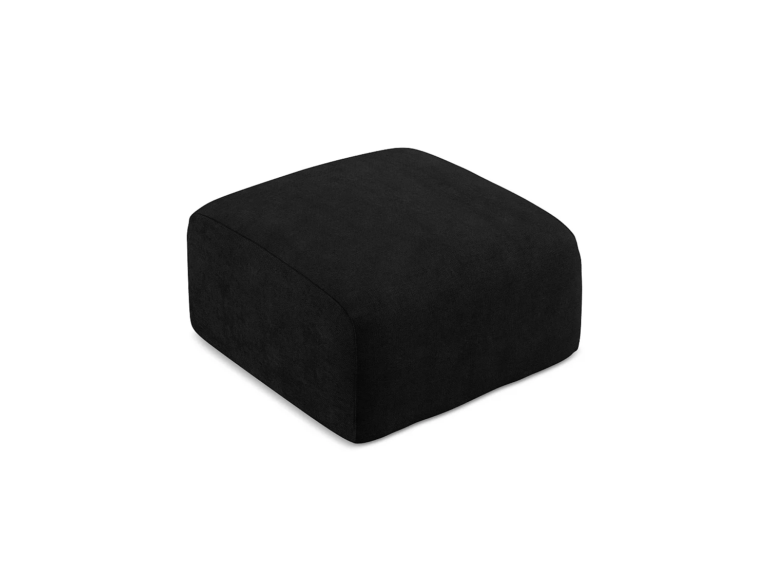 Pouf en tissu chenille - noir - SAVONA