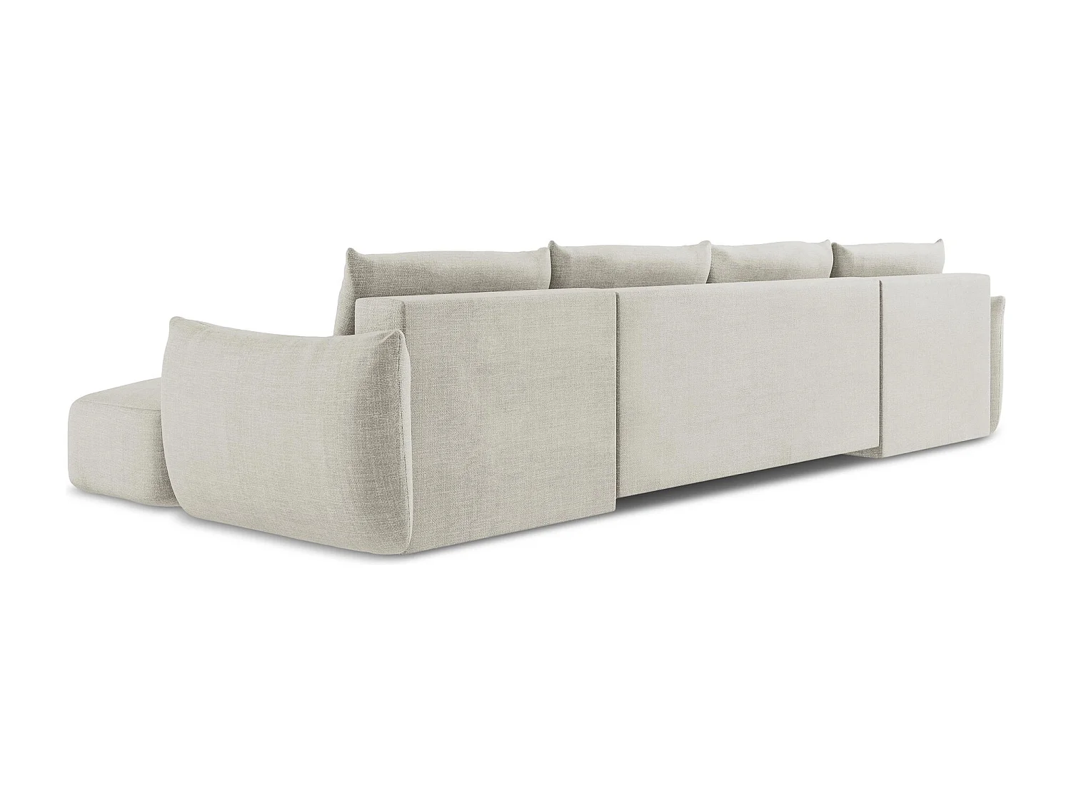 Canapé panoramique 4 places convertible en tissu texturé - beige clair - LEILA