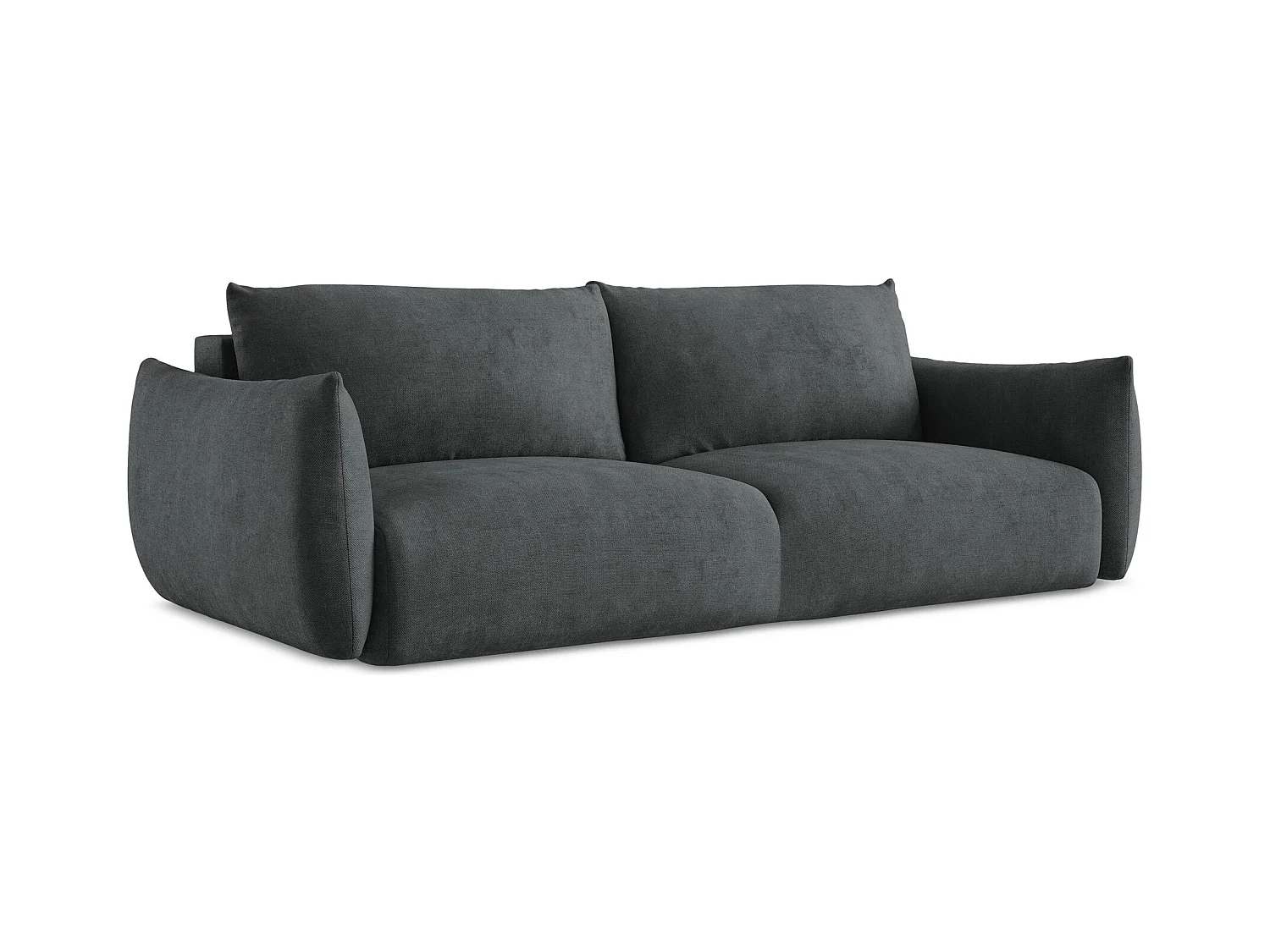 Canapé 3 places convertible en tissu chenille - gris foncé - LEILA