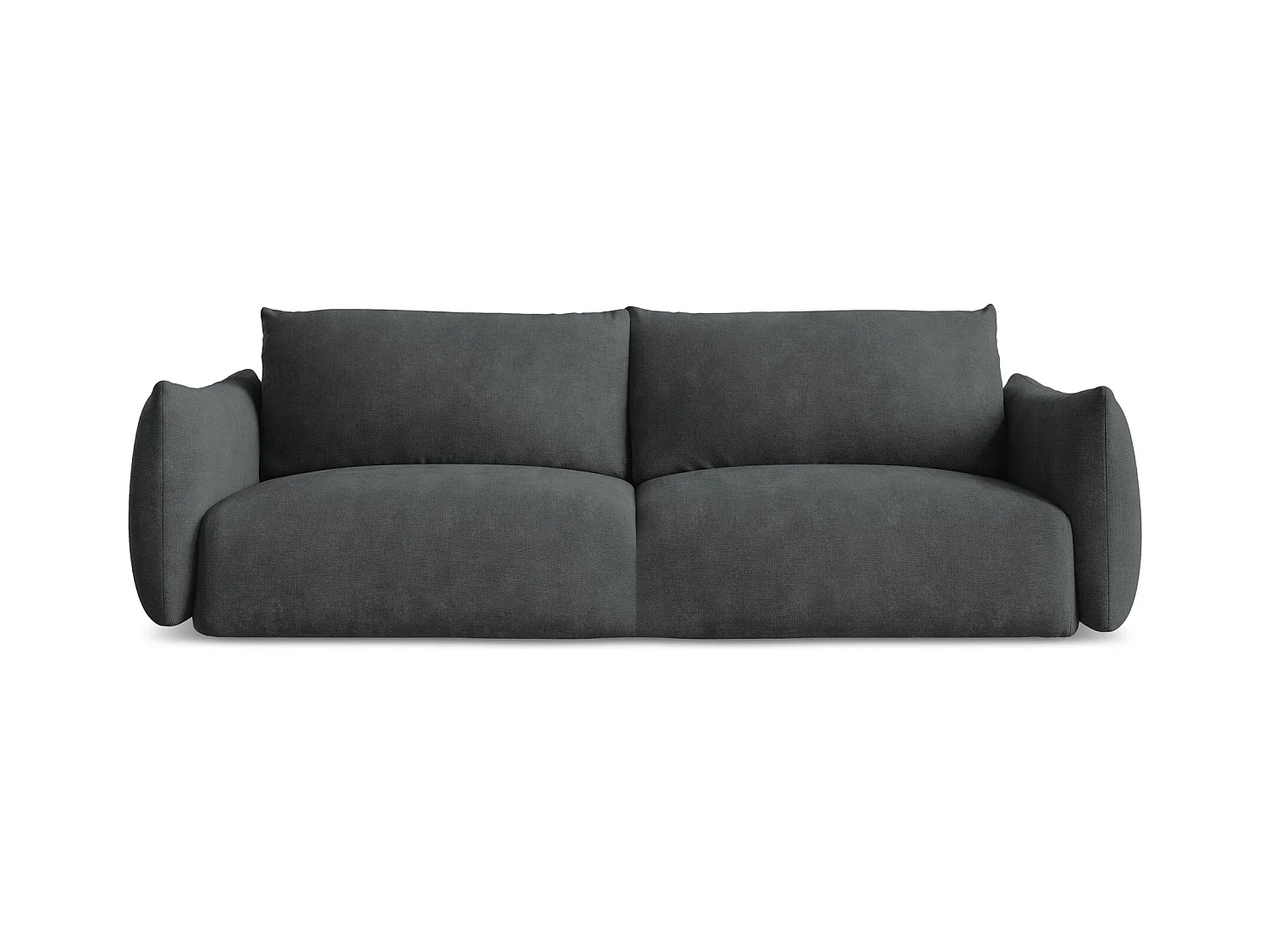 Canapé 3 places convertible en tissu chenille - gris foncé - LEILA