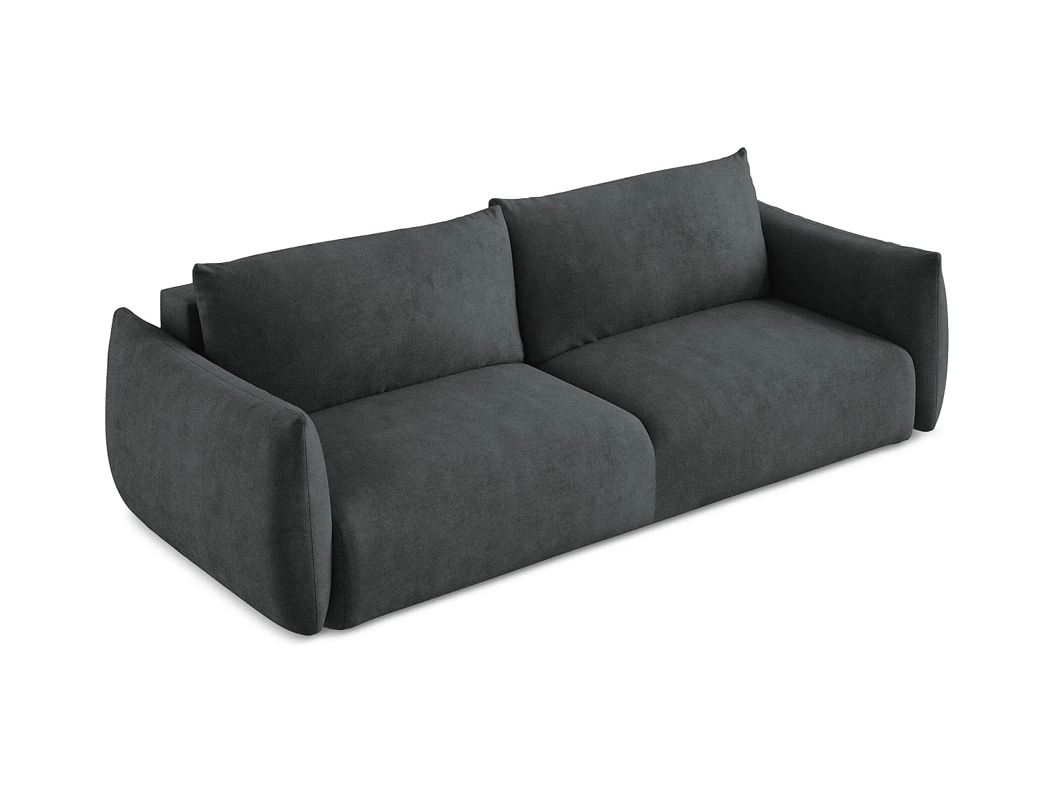 Canapé 3 places convertible en tissu chenille - gris foncé - LEILA