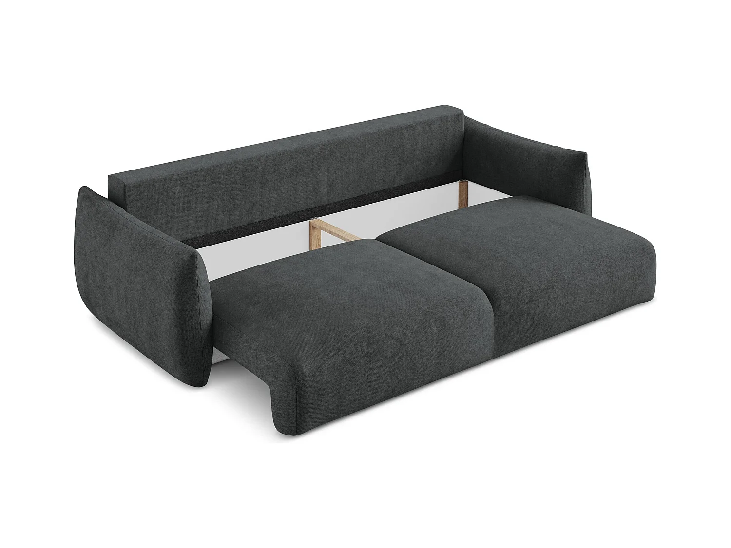 Canapé 3 places convertible en tissu chenille - gris foncé - LEILA