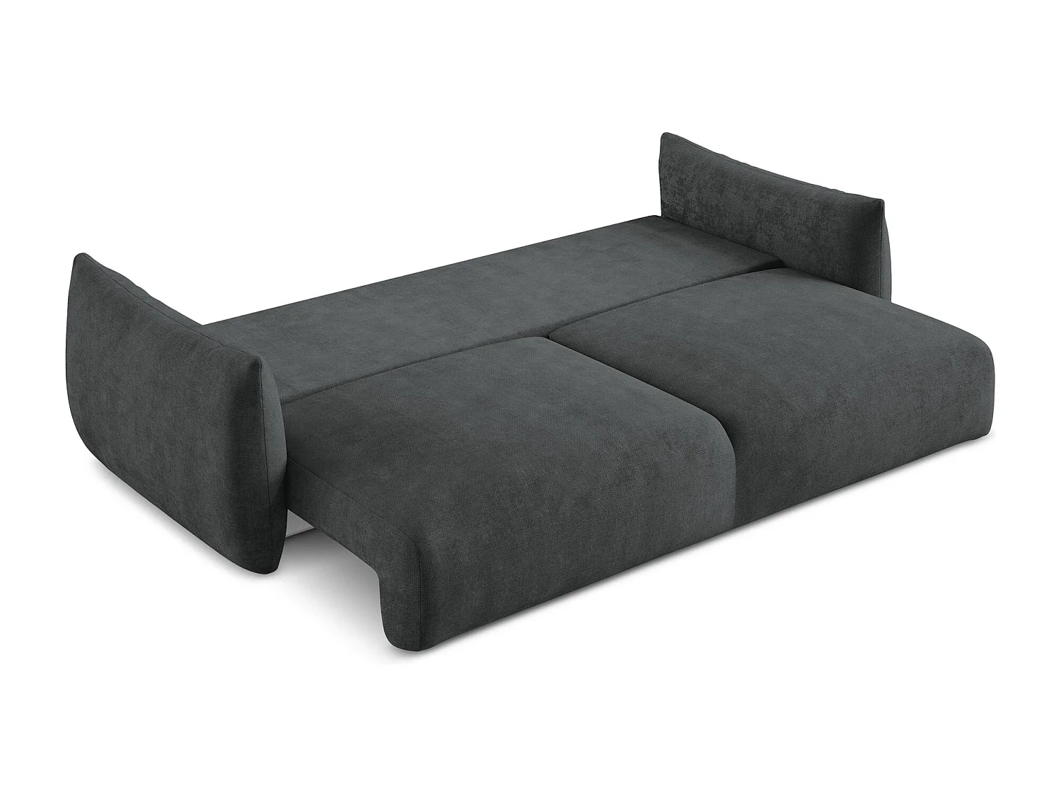 Canapé 3 places convertible en tissu chenille - gris foncé - LEILA