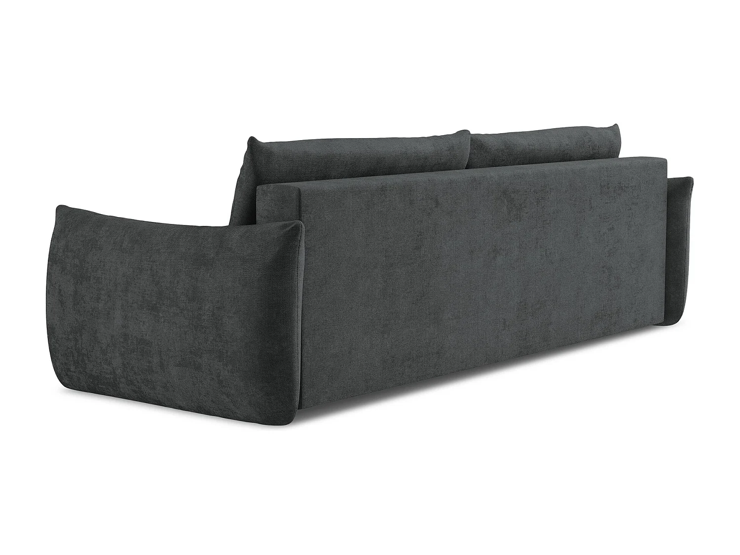 Canapé 3 places convertible en tissu chenille - gris foncé - LEILA