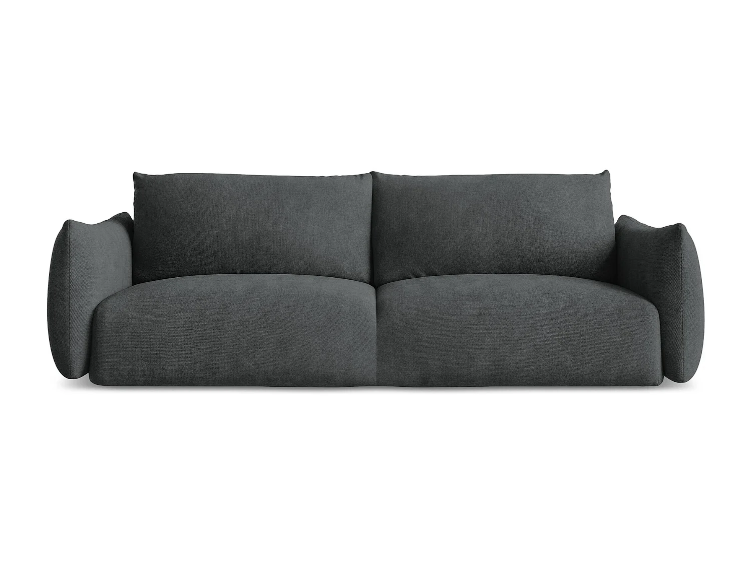 Canapé 3 places convertible en tissu chenille - gris foncé - LEILA