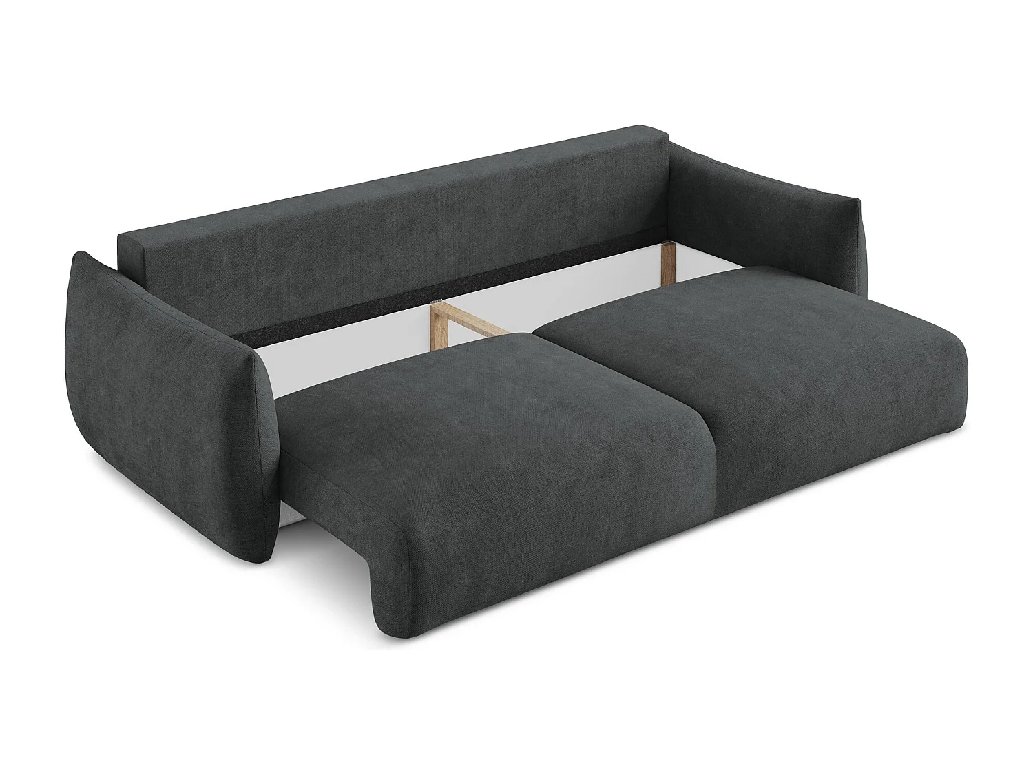 Canapé 3 places convertible en tissu chenille - gris foncé - LEILA