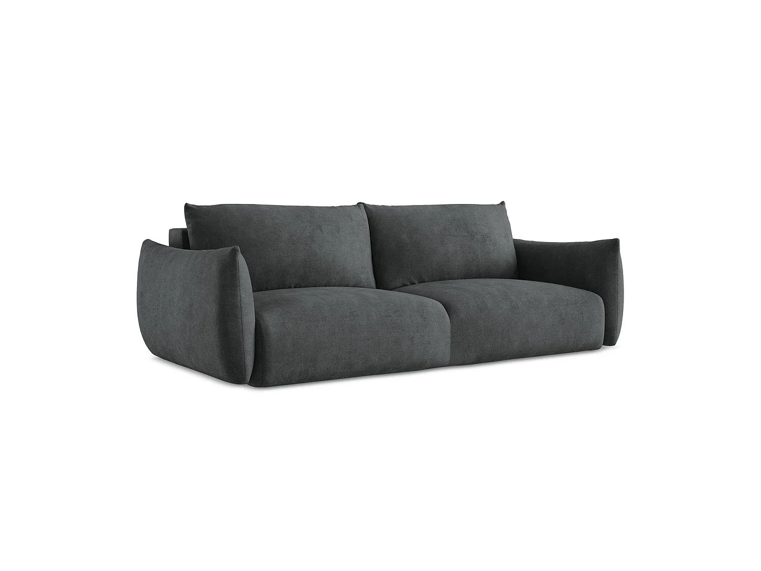 Canapé 3 places convertible en tissu chenille - gris foncé - SAVONA