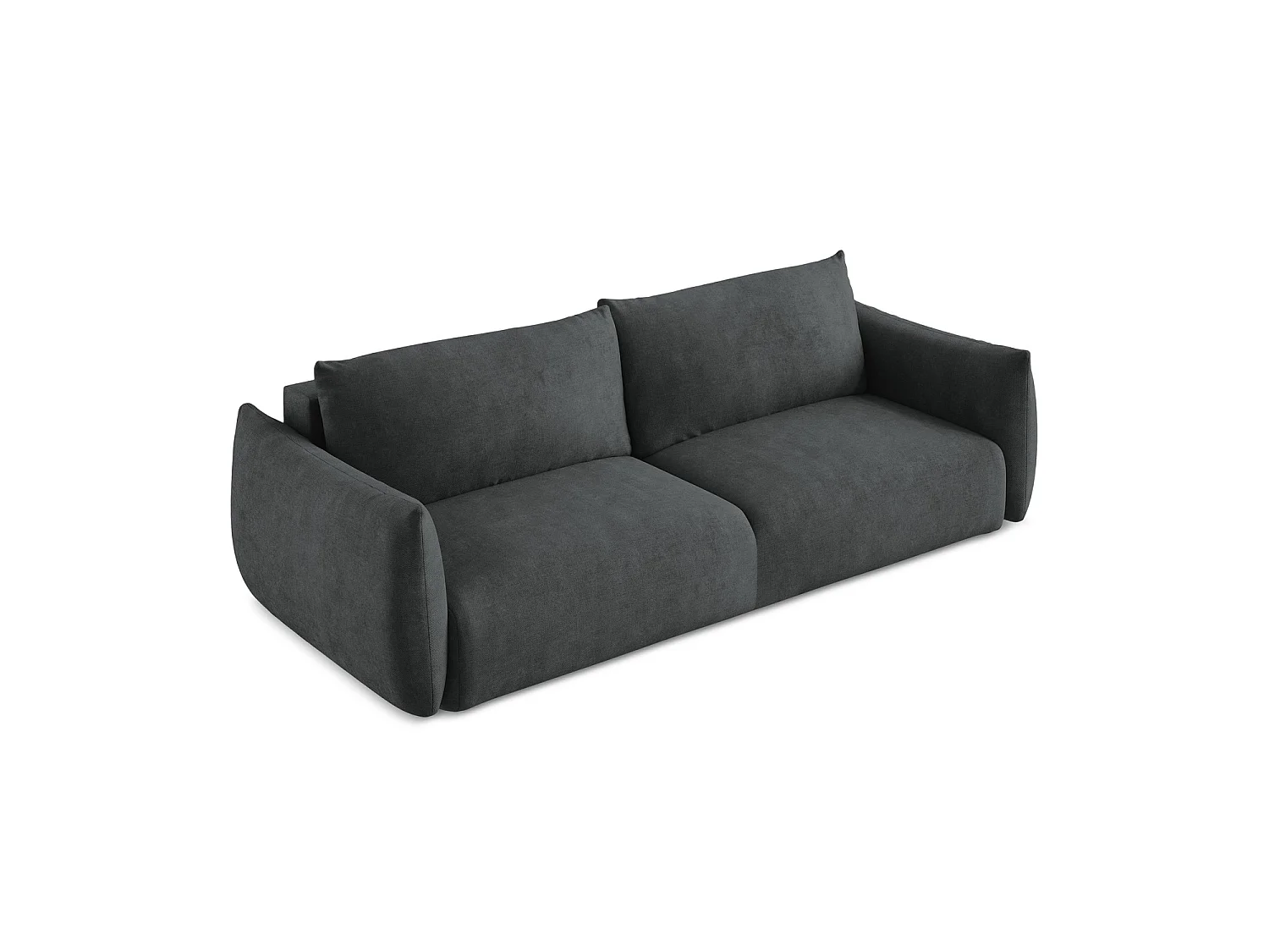 Canapé 3 places convertible en tissu chenille - gris foncé - SAVONA