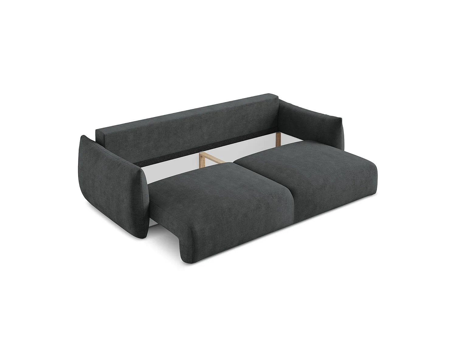 Canapé 3 places convertible en tissu chenille - gris foncé - SAVONA