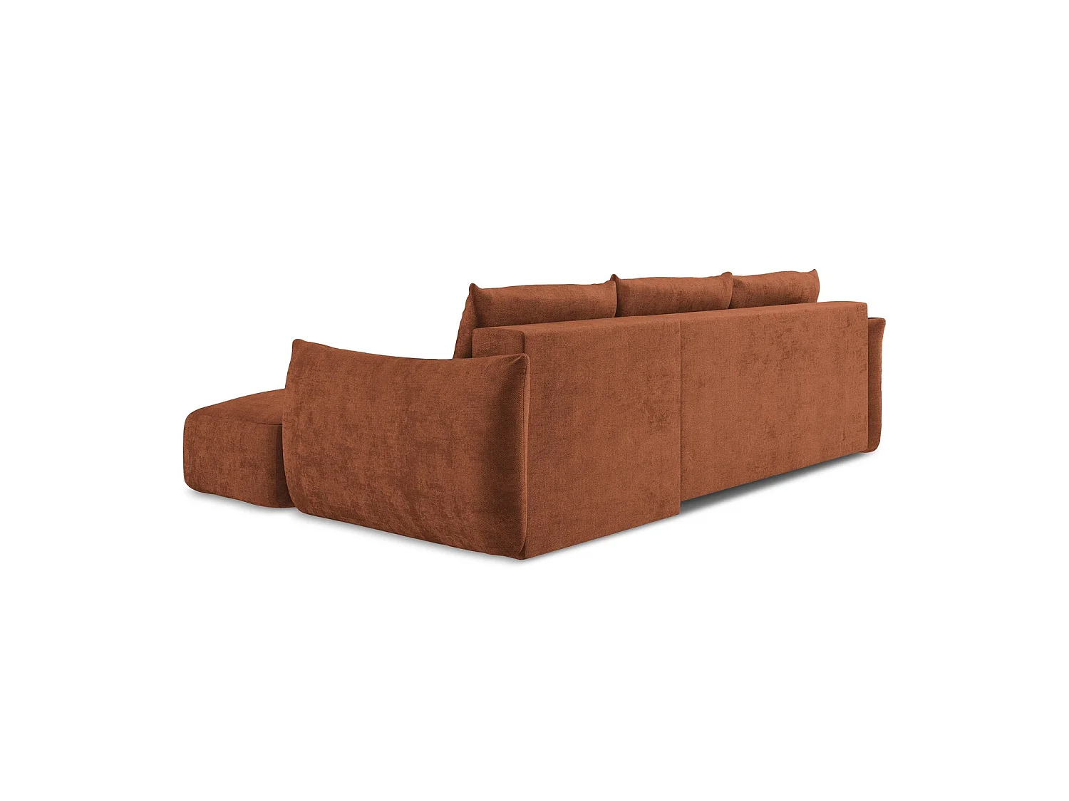 Canapé d'angle droit convertible en tissu chenille - terre cuite - SAVONA