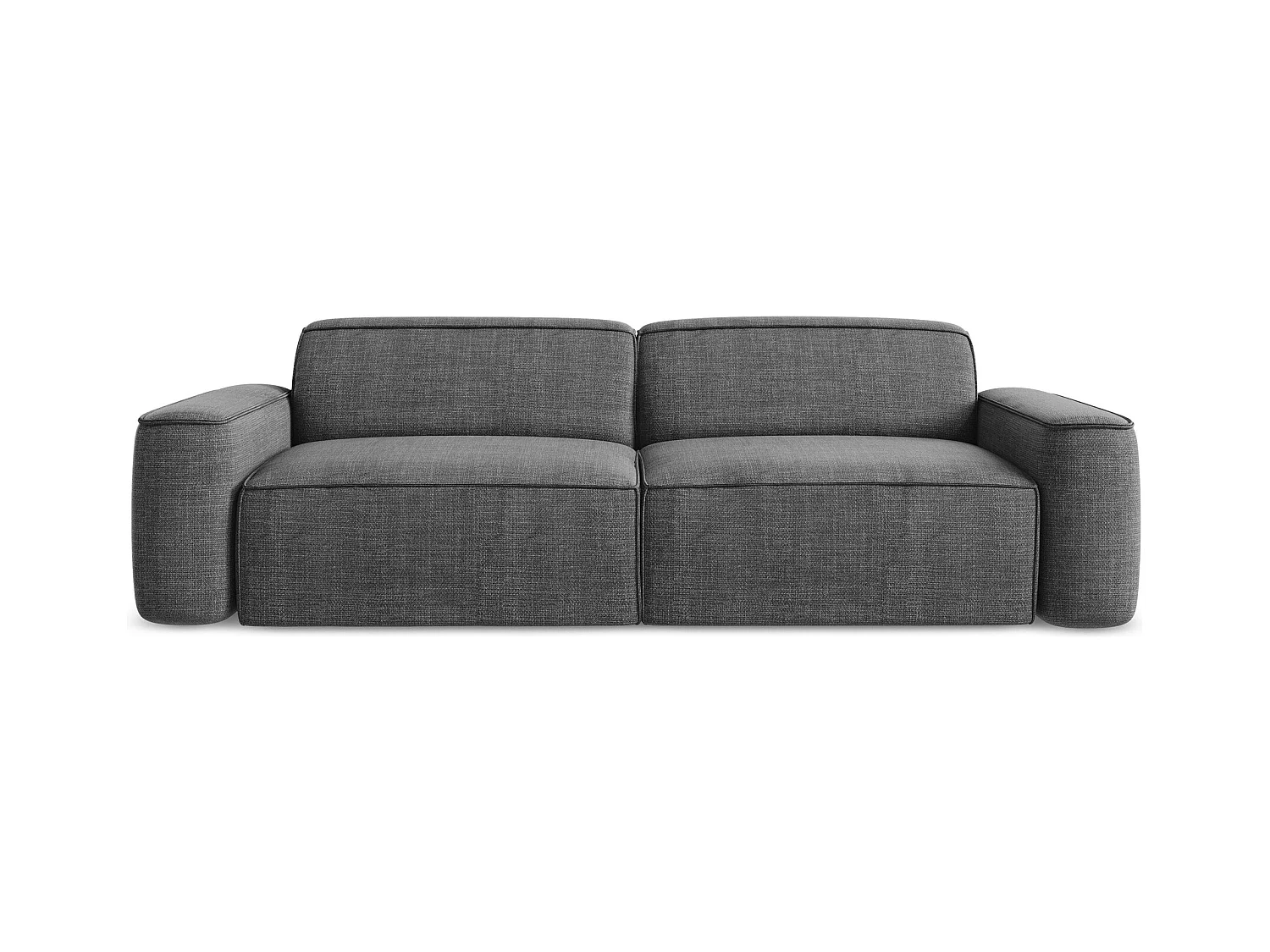 Canapé modulable 4 places en tissu texturé - gris foncé - OMAO