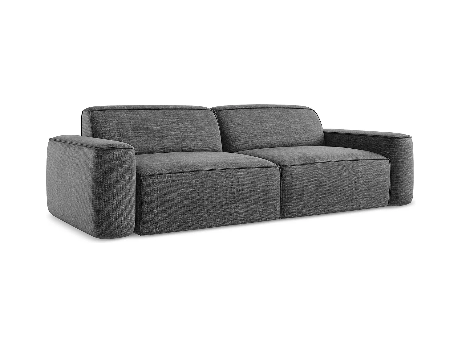 Canapé modulable 4 places en tissu texturé - gris foncé - OMAO