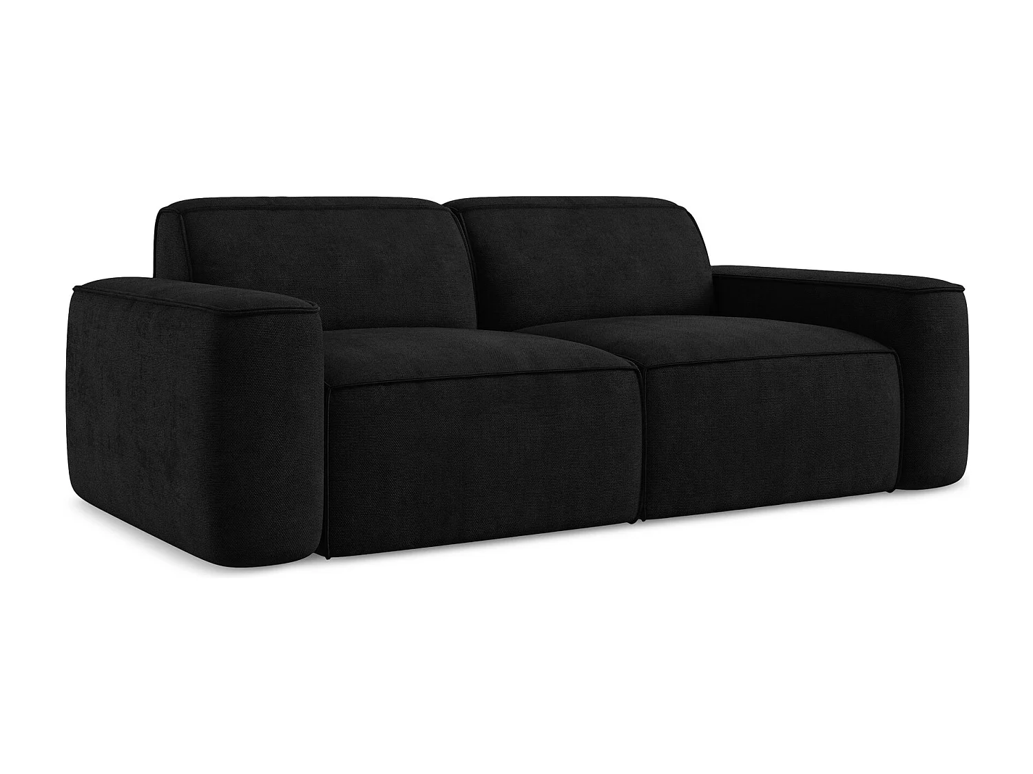 Driezits modulaire bank van zwart chenille stof - OMAO