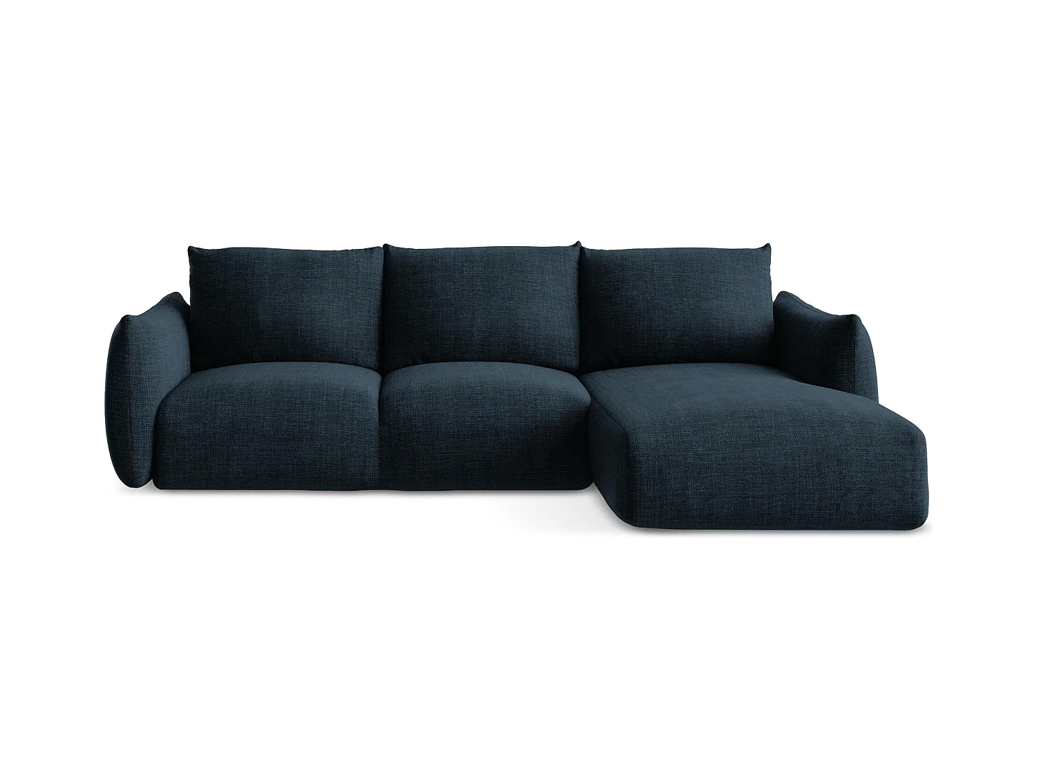 Canapé d'angle droit convertible en tissu texturé - bleu royal - LEILA