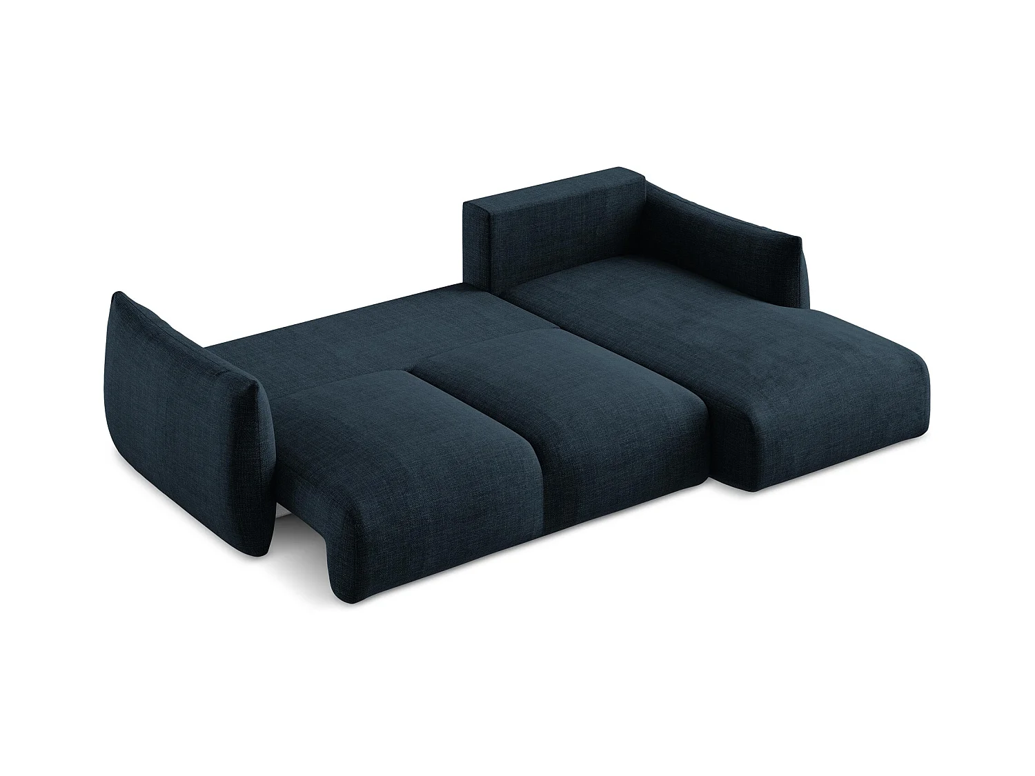 Canapé d'angle droit convertible en tissu texturé - bleu royal - LEILA