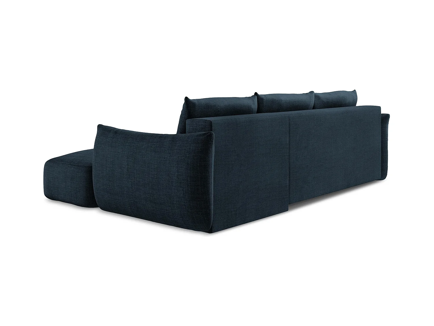 Canapé d'angle droit convertible en tissu texturé - bleu royal - LEILA