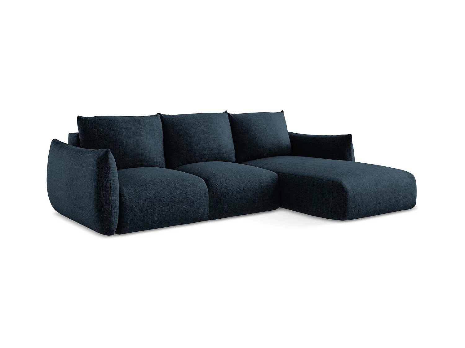 Ecksofa mit Schlaffunktion - Ecke Rechts - Strukturstoff - Königsblau - LEILA