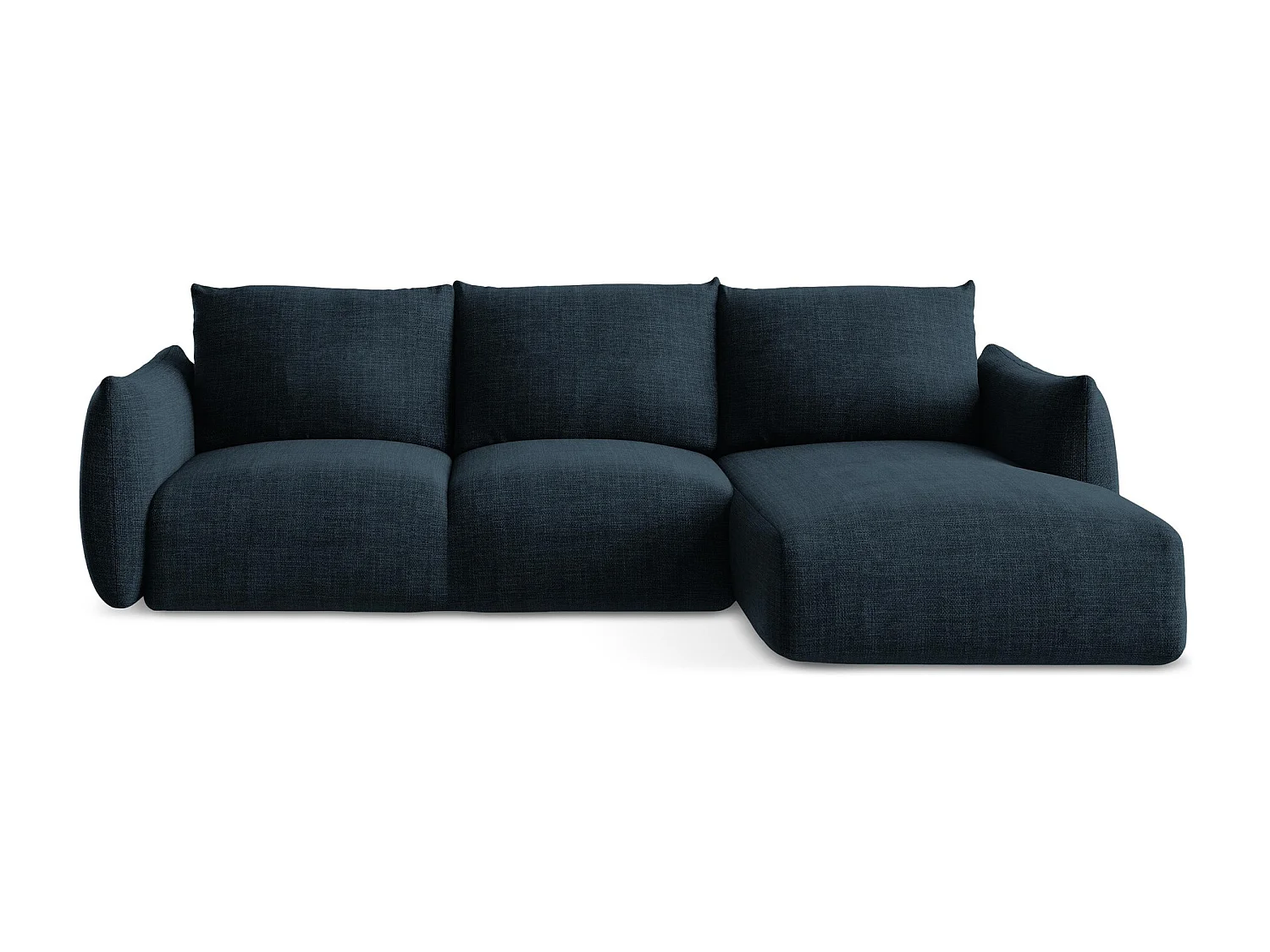 Canapé d'angle droit convertible en tissu texturé - bleu royal - LEILA