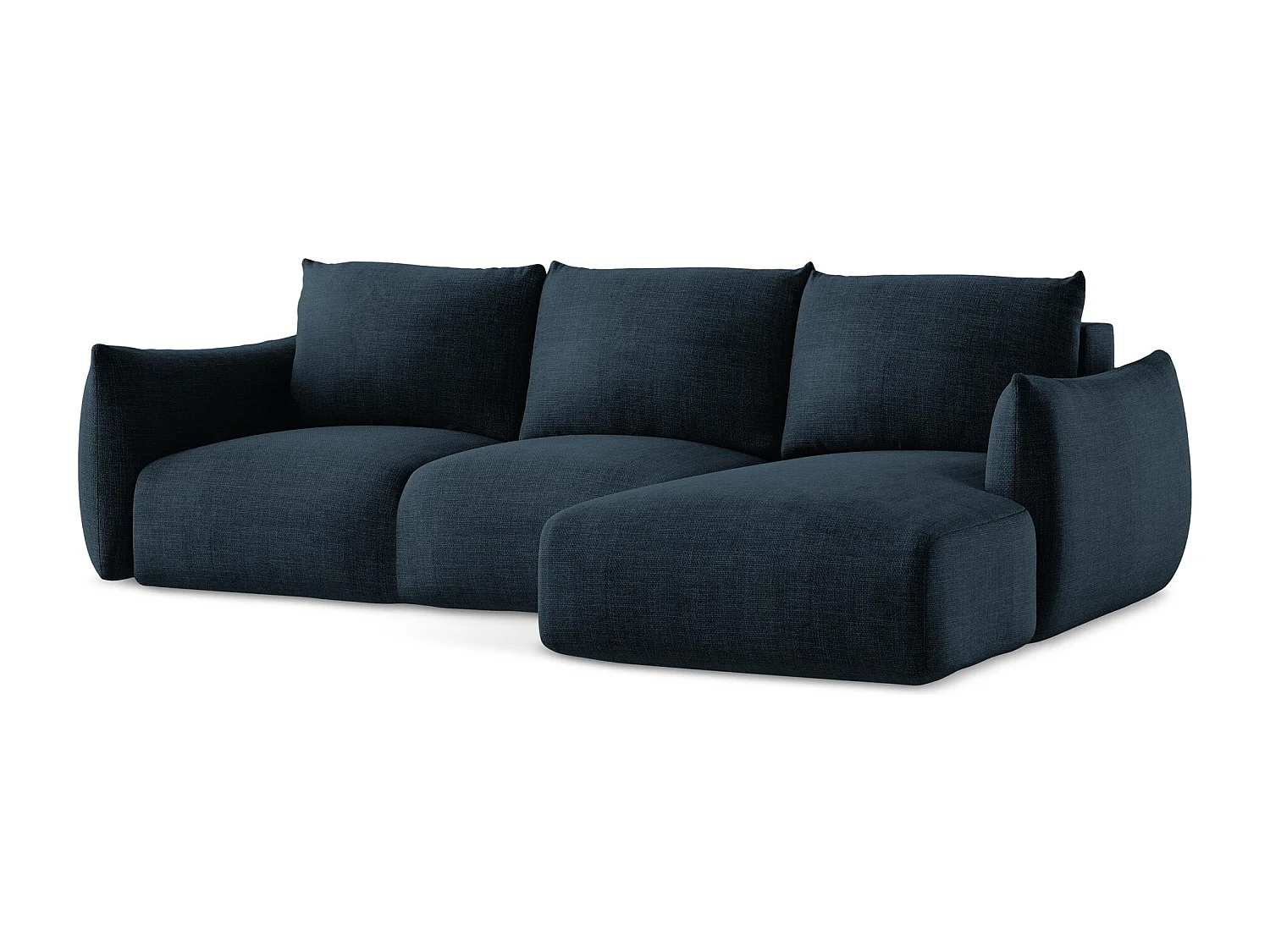 Canapé d'angle droit convertible en tissu texturé - bleu royal - LEILA