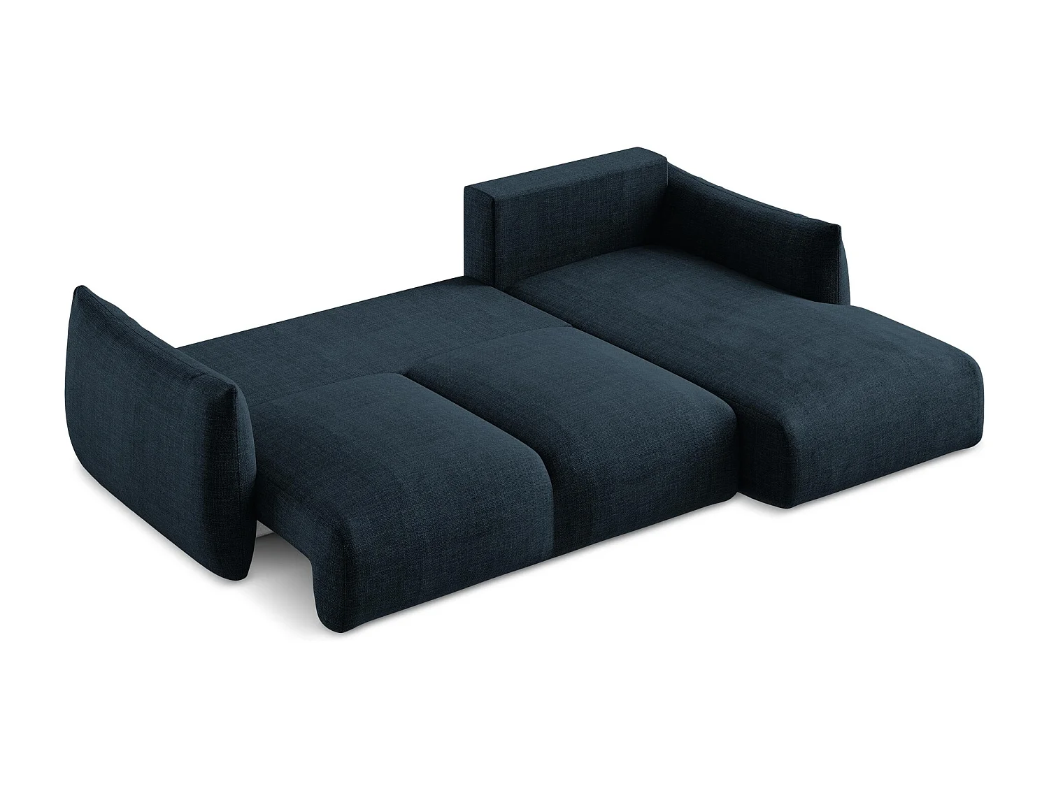 Canapé d'angle droit convertible en tissu texturé - bleu royal - LEILA