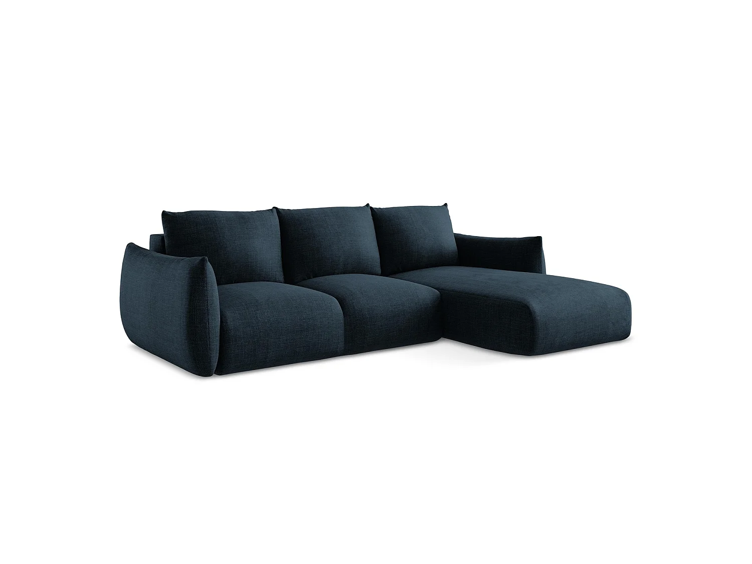 Canapé d'angle droit convertible en tissu texturé - bleu royal - SAVONA