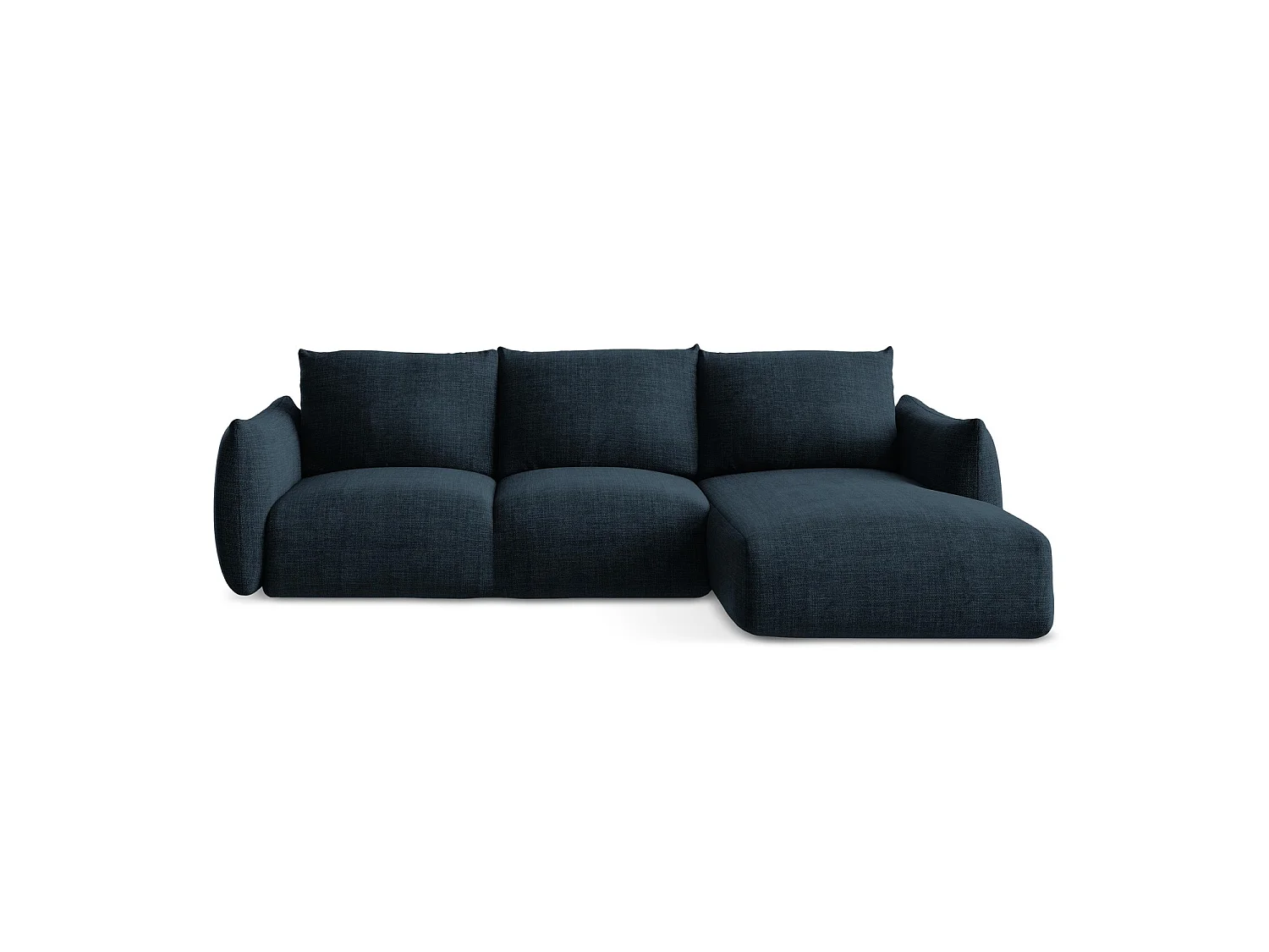 Canapé d'angle droit convertible en tissu texturé - bleu royal - SAVONA