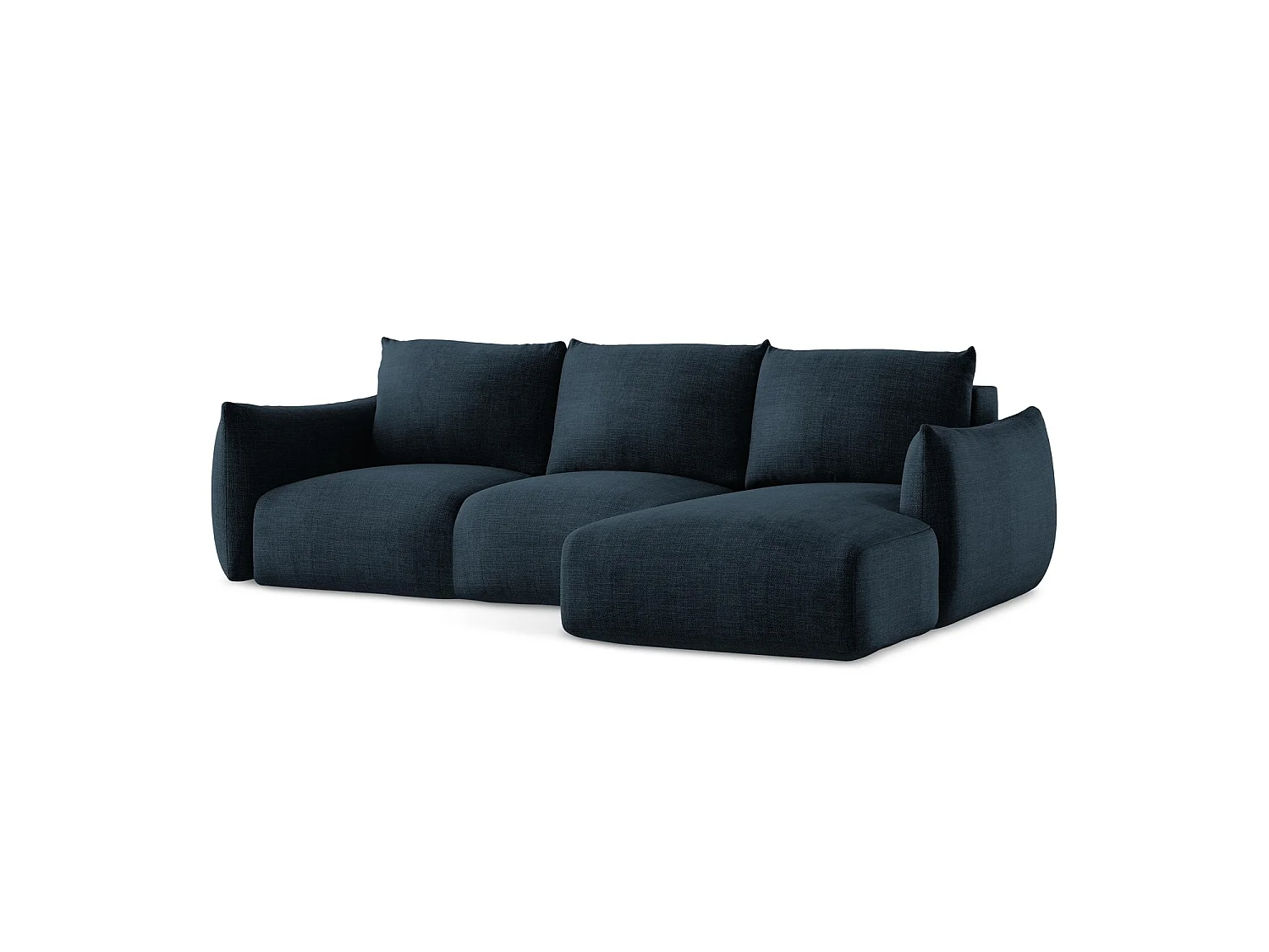 Canapé d'angle droit convertible en tissu texturé - bleu royal - SAVONA