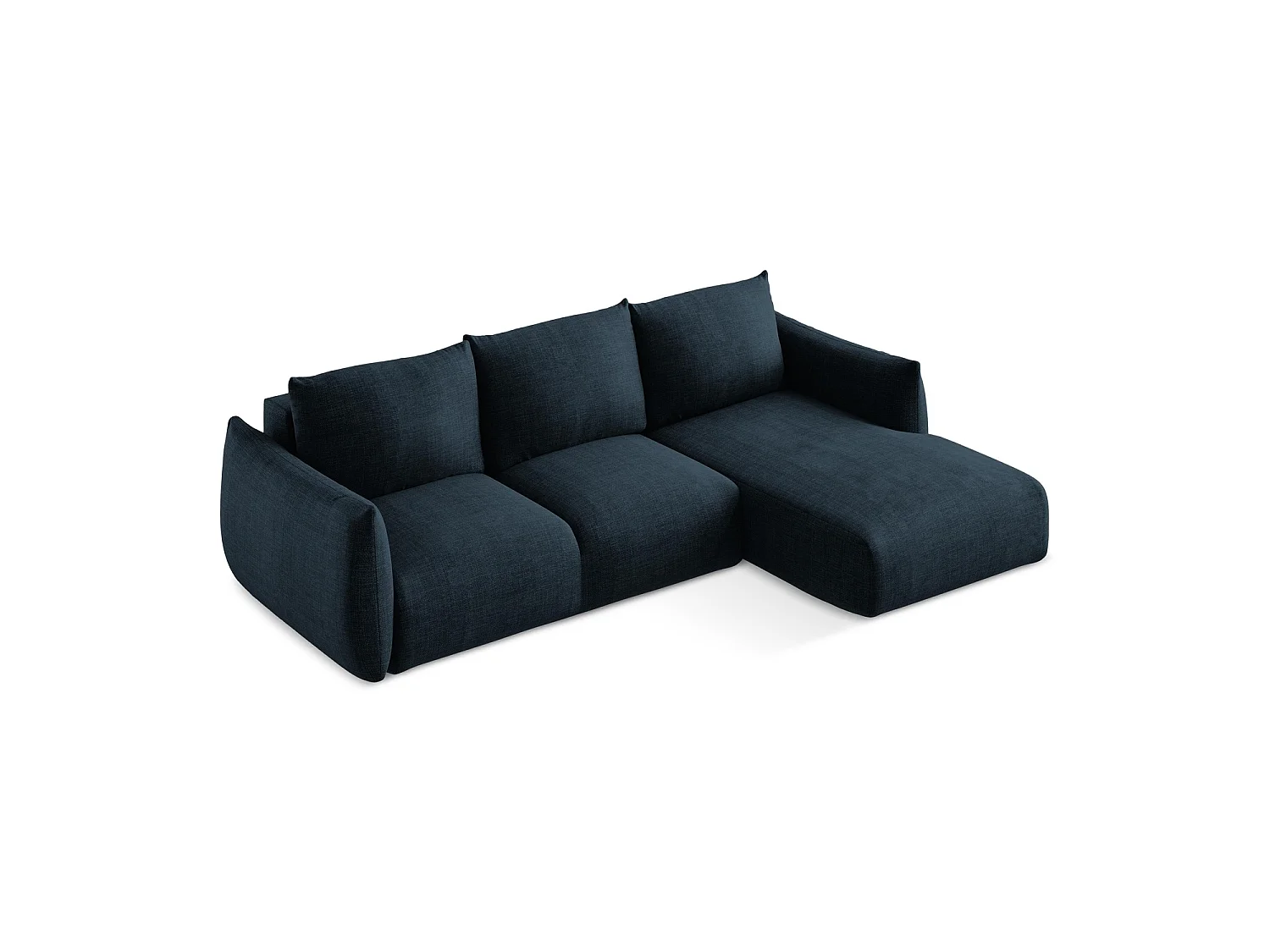 Canapé d'angle droit convertible en tissu texturé - bleu royal - SAVONA
