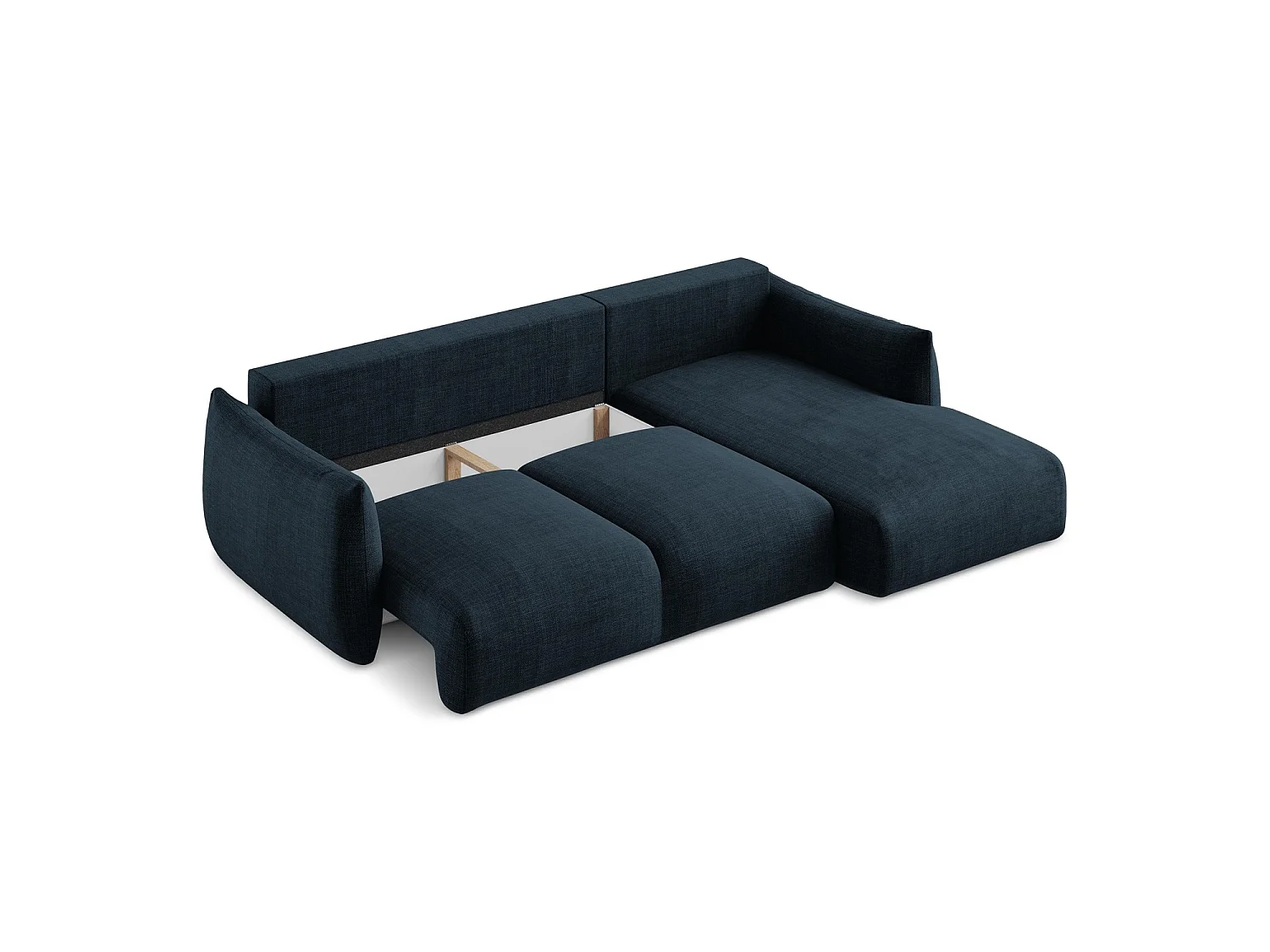 Canapé d'angle droit convertible en tissu texturé - bleu royal - SAVONA