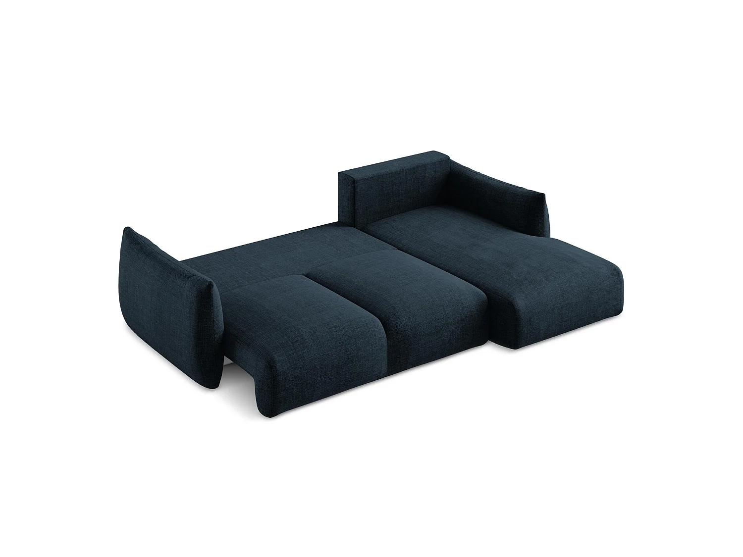 Canapé d'angle droit convertible en tissu texturé - bleu royal - SAVONA