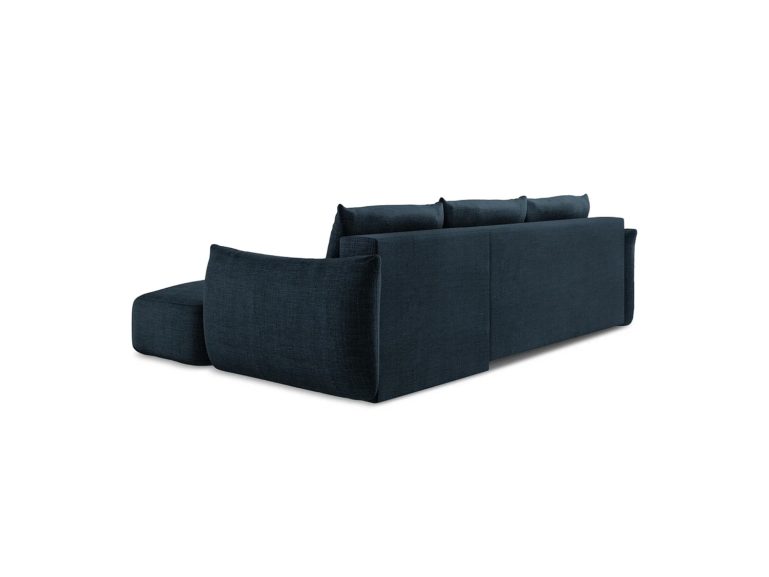 Canapé d'angle droit convertible en tissu texturé - bleu royal - SAVONA