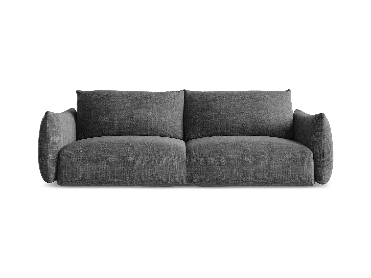 Canapé 3 places convertible en tissu texturé - gris foncé - LEILA