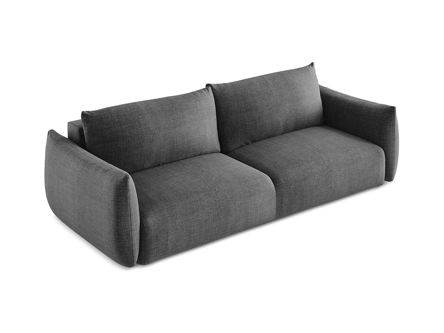 Canapé 3 places convertible en tissu texturé - gris foncé - LEILA