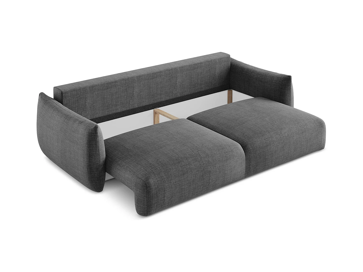 Canapé 3 places convertible en tissu texturé - gris foncé - LEILA