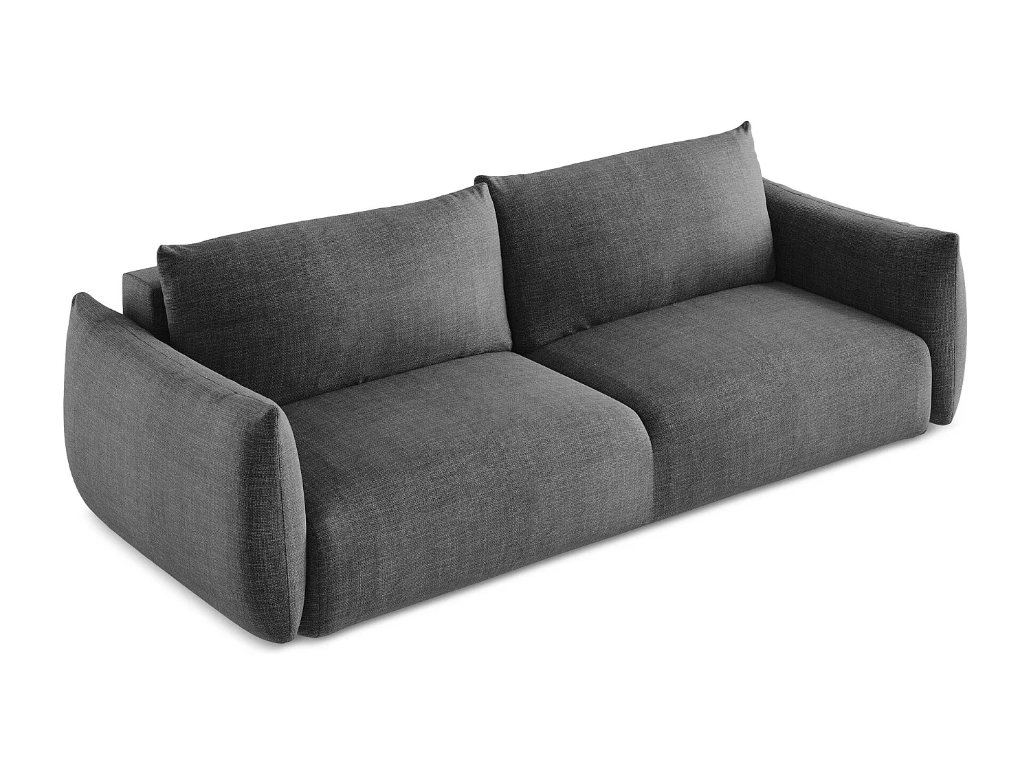 Canapé 3 places convertible en tissu texturé - gris foncé - LEILA