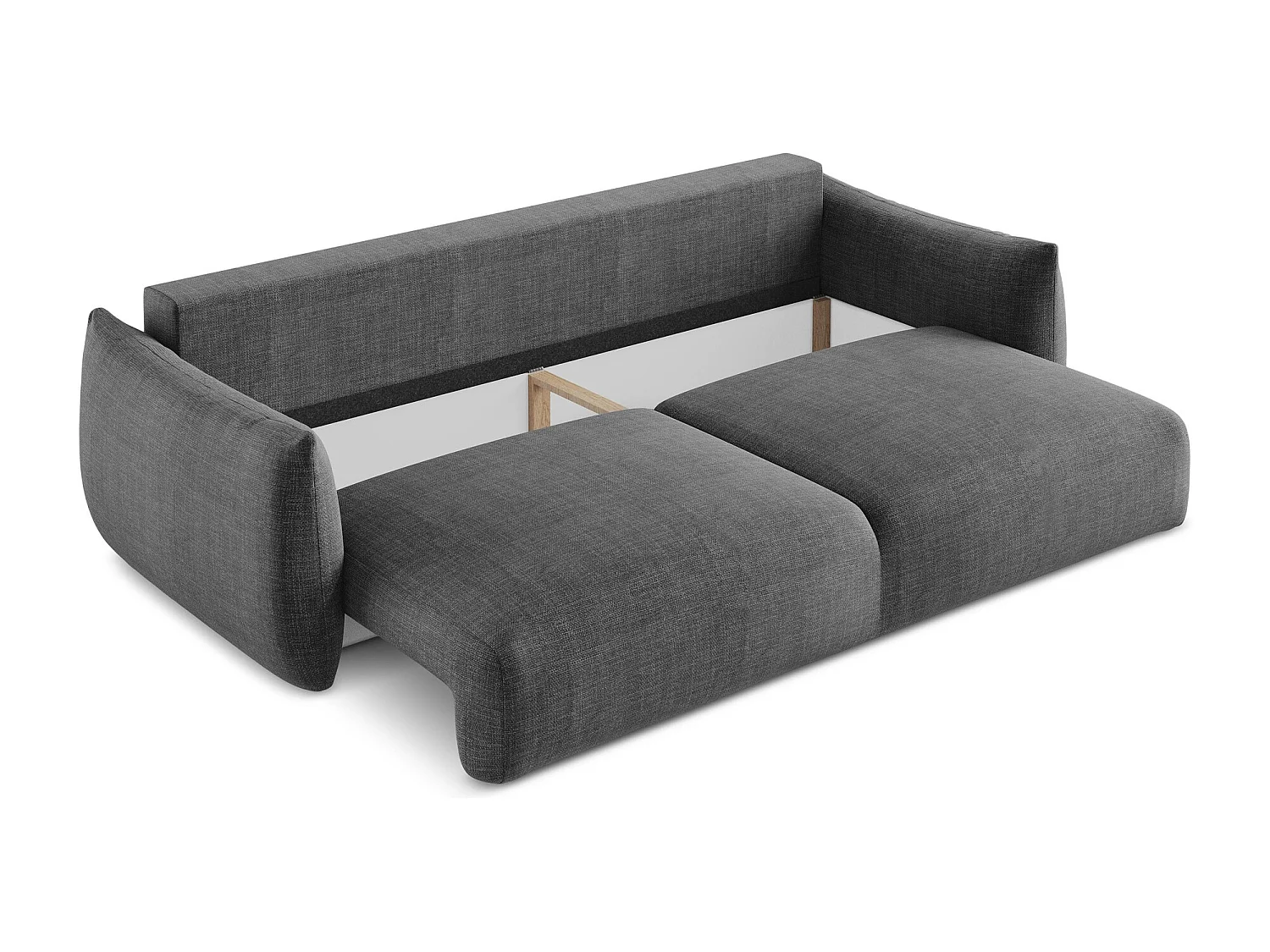 Canapé 3 places convertible en tissu texturé - gris foncé - LEILA