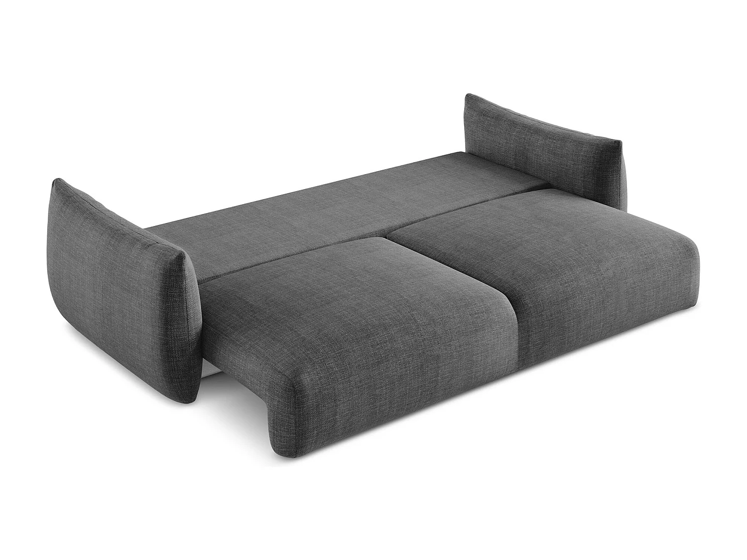 Canapé 3 places convertible en tissu texturé - gris foncé - LEILA