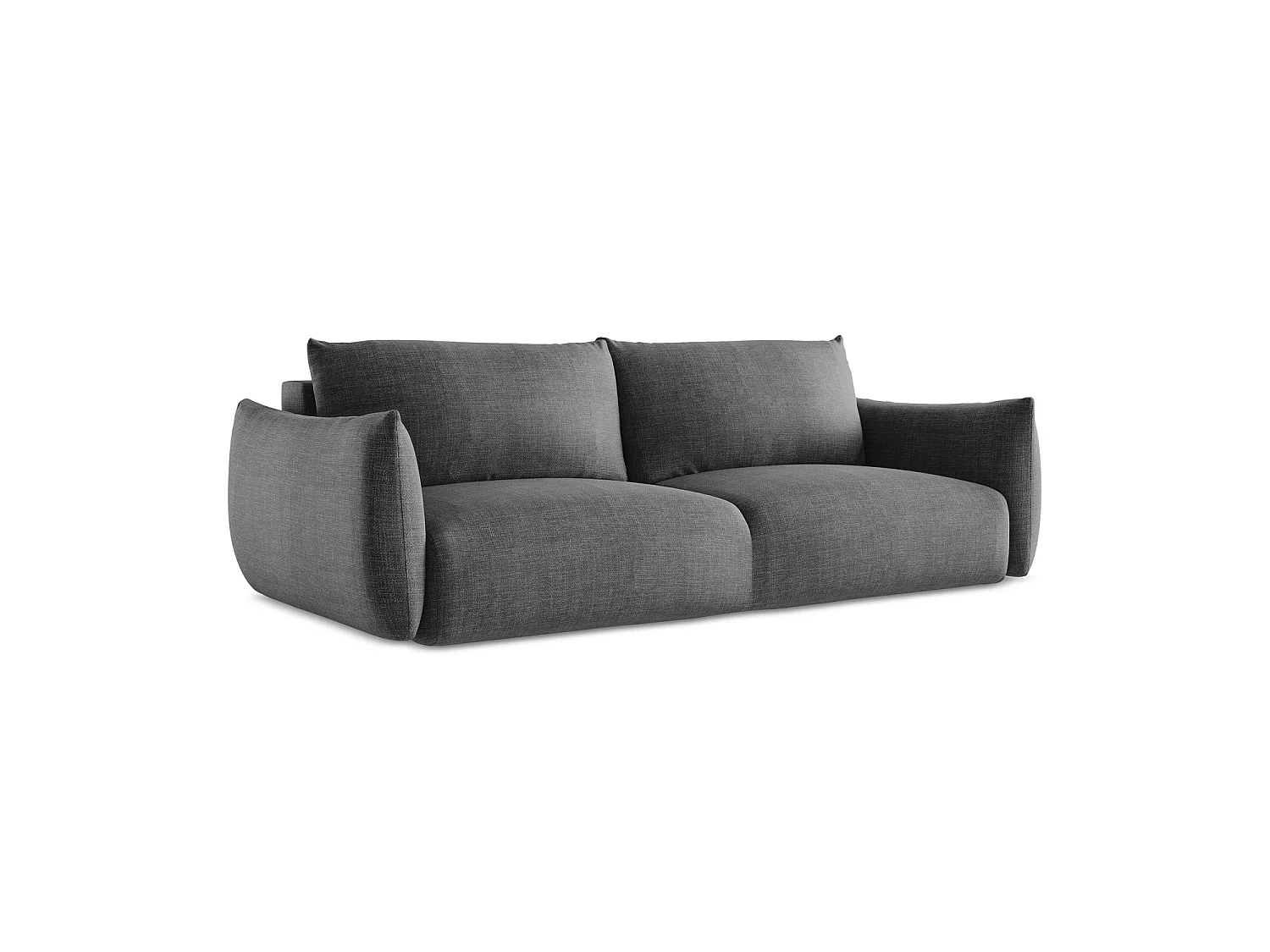 Canapé 3 places convertible en tissu texturé - gris foncé - SAVONA
