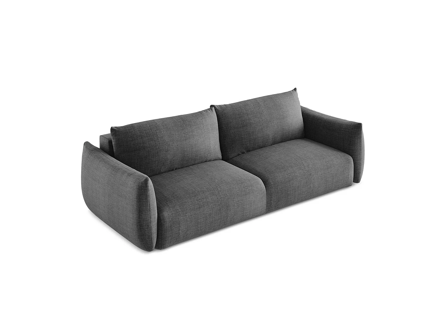 Canapé 3 places convertible en tissu texturé - gris foncé - SAVONA
