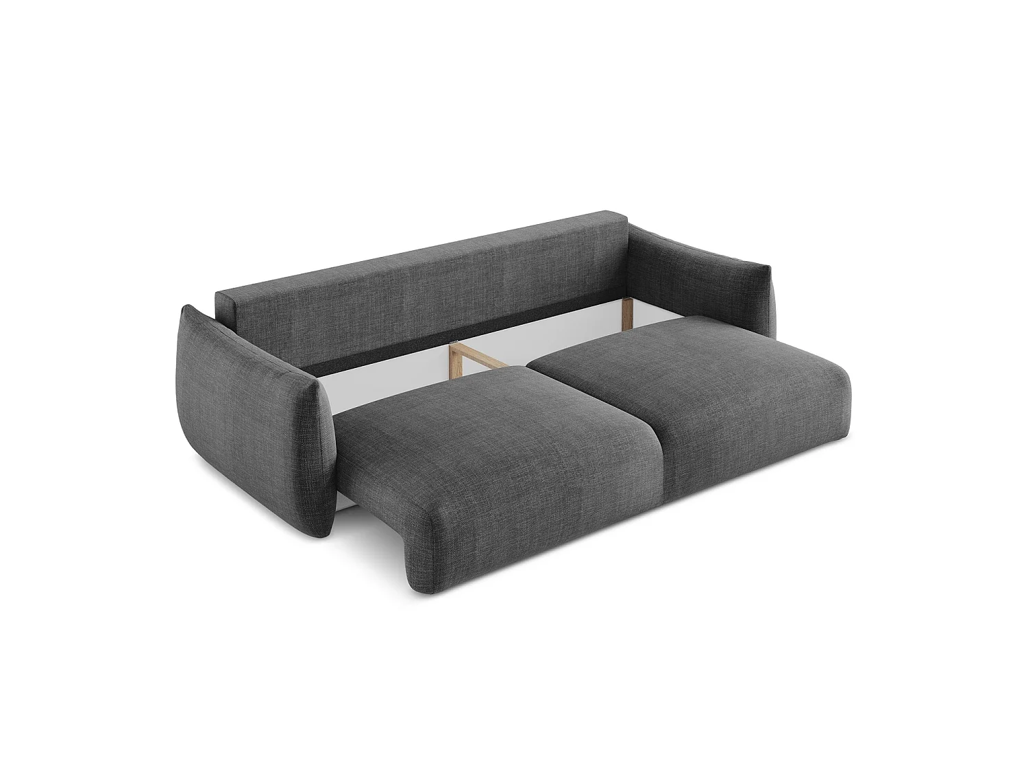 Canapé 3 places convertible en tissu texturé - gris foncé - SAVONA