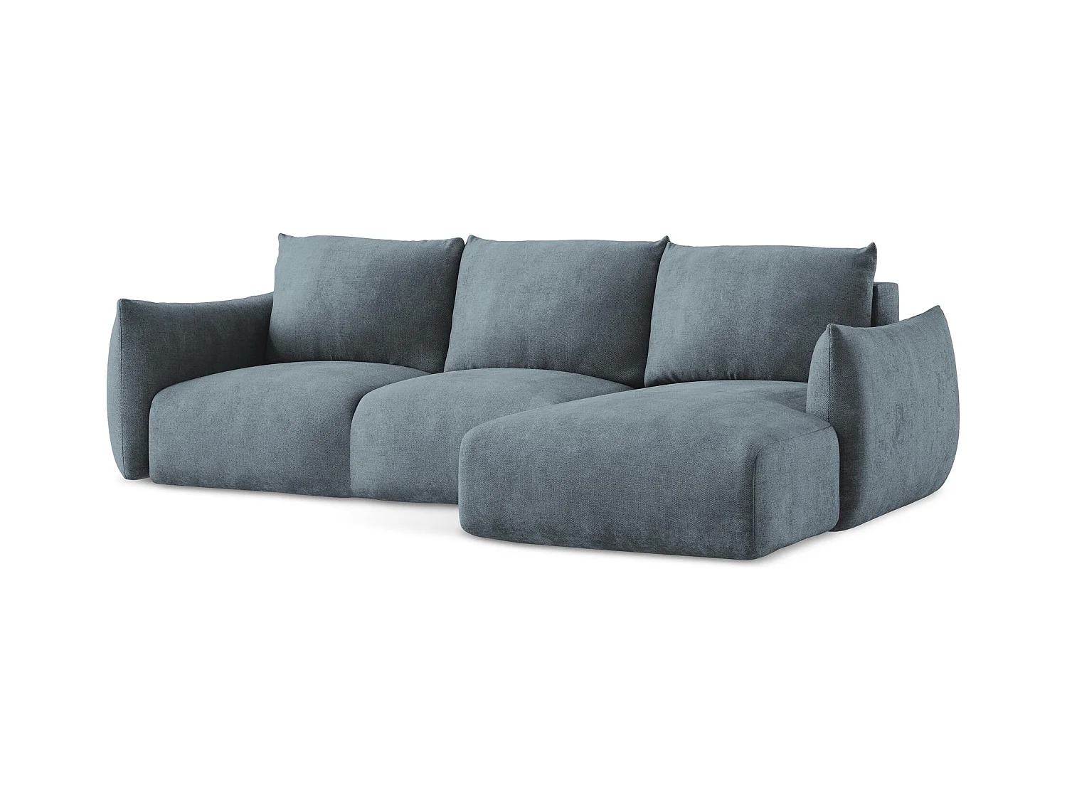 Canapé d'angle droit convertible en tissu chenille - jeans - LEILA