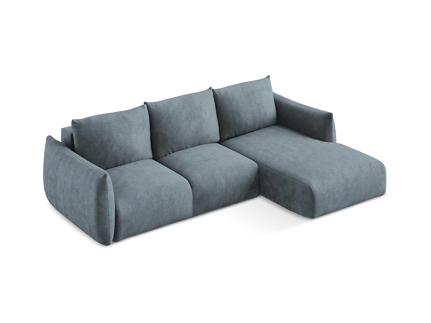 Canapé d'angle droit convertible en tissu chenille - jeans - LEILA