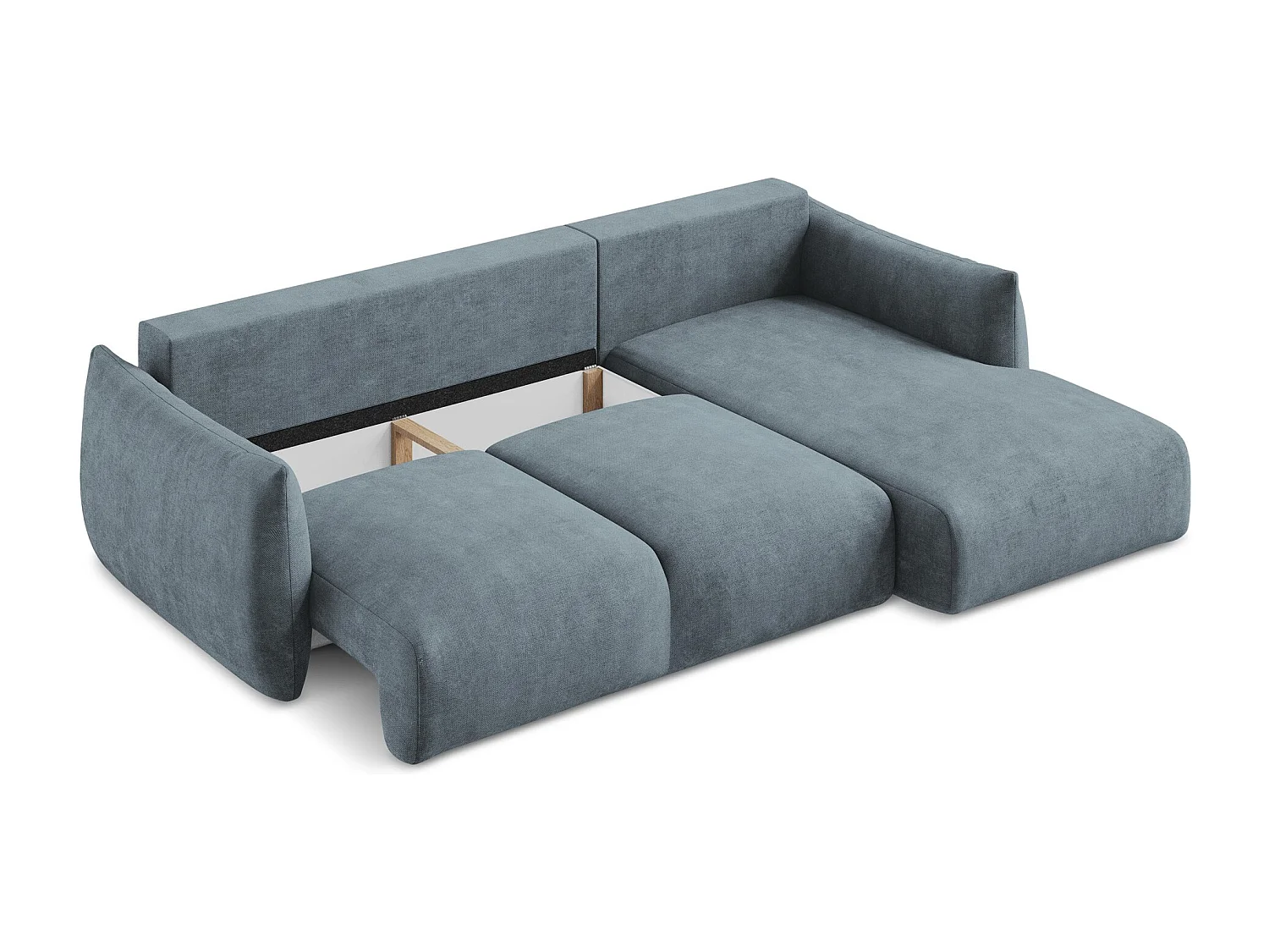 Canapé d'angle droit convertible en tissu chenille - jeans - LEILA