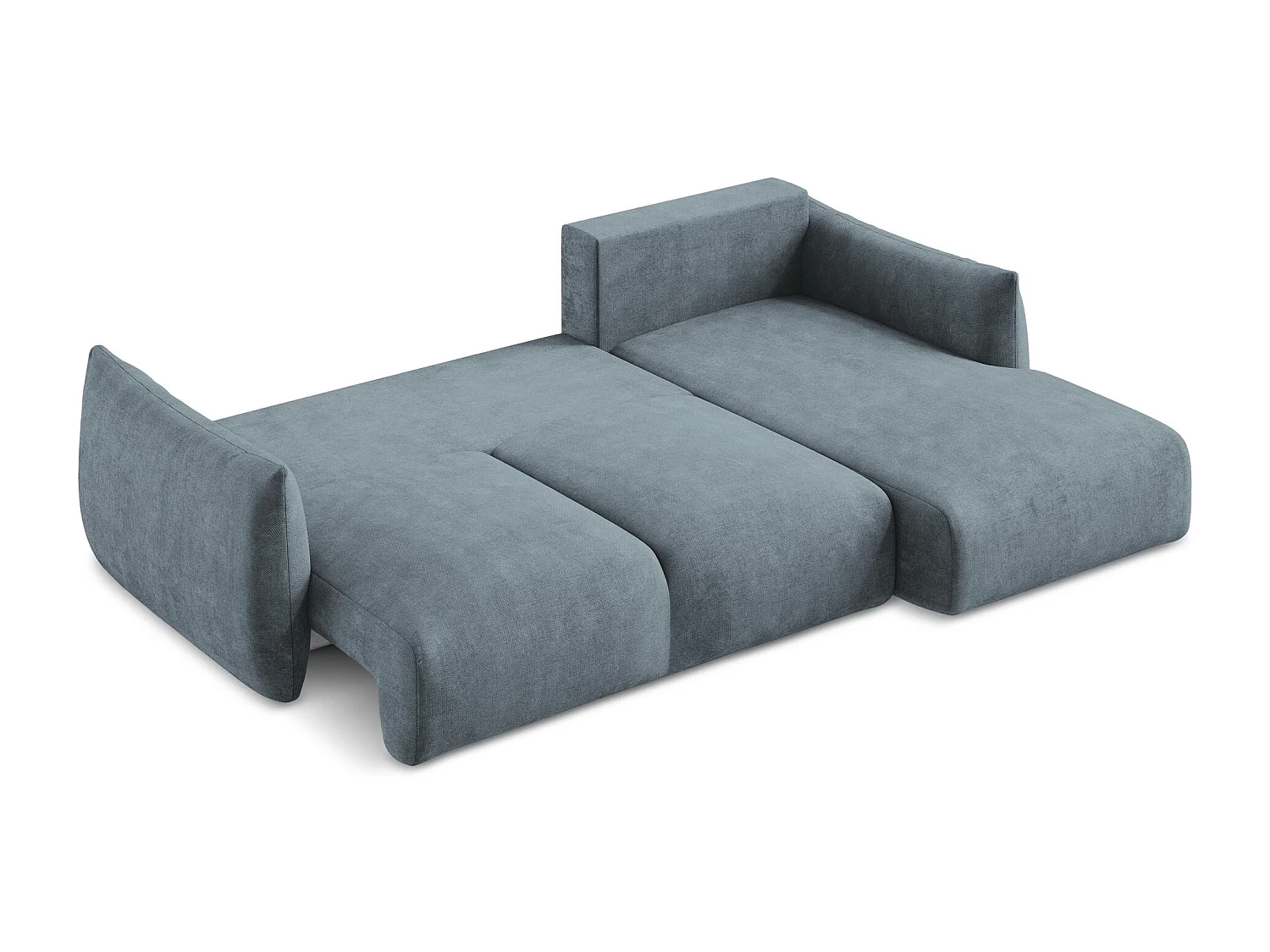 Canapé d'angle droit convertible en tissu chenille - jeans - LEILA