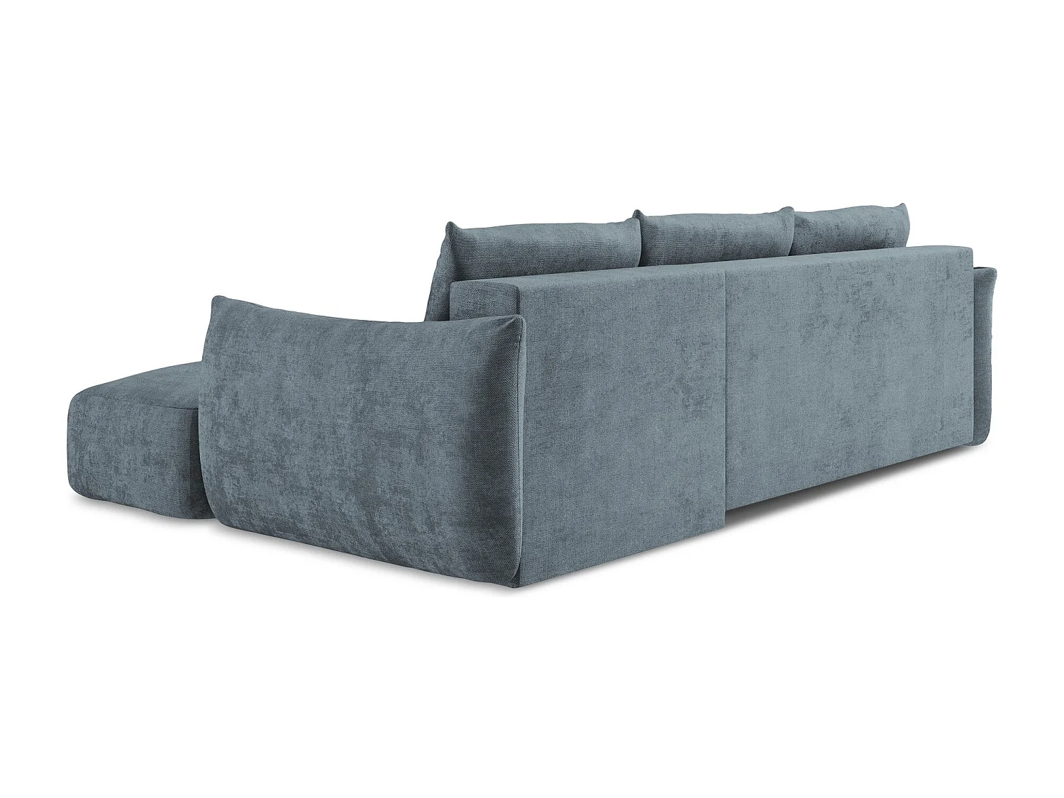 Canapé d'angle droit convertible en tissu chenille - jeans - LEILA