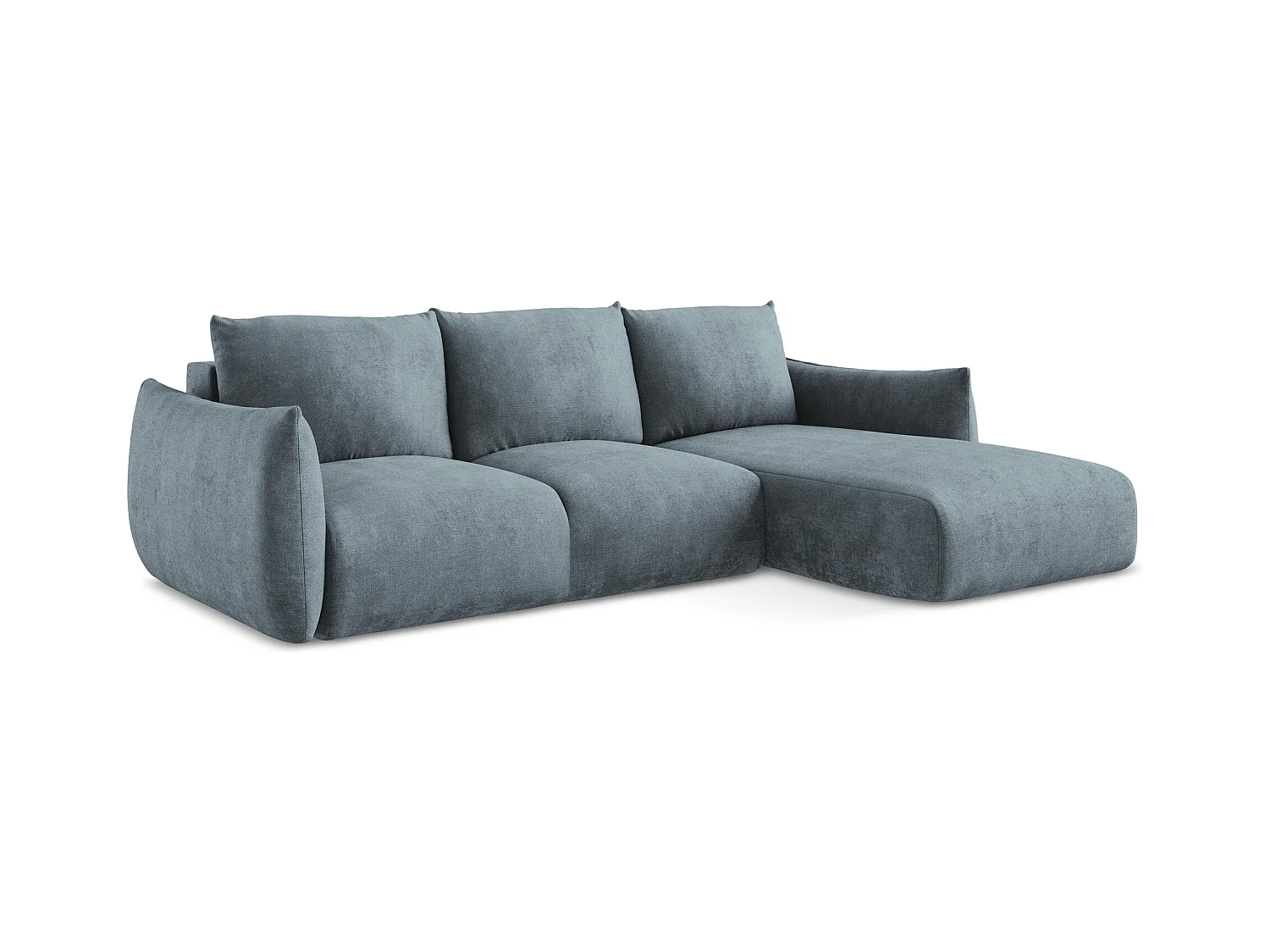Ecksofa mit Schlaffunktion - Ecke Rechts - Chenille - Jeans - LEILA